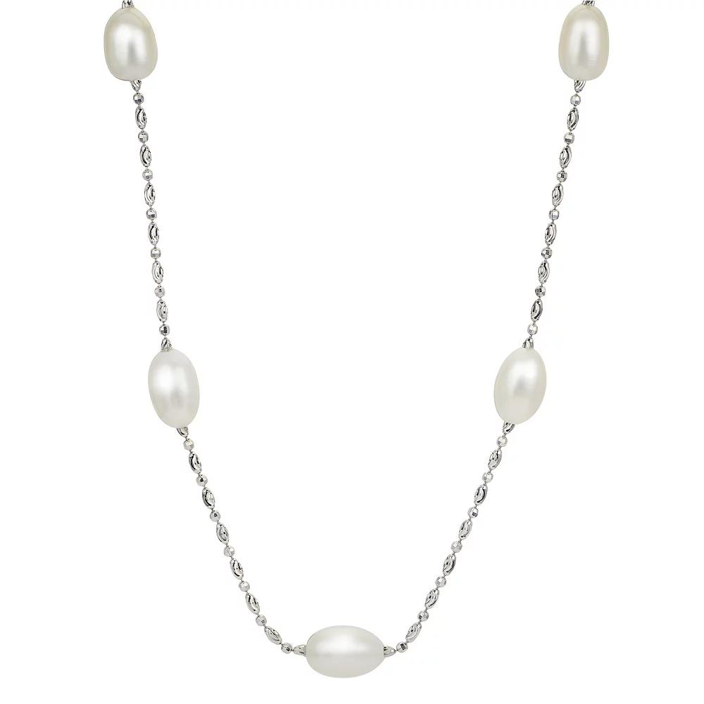 PearLustre by Imperial Sterling Silver Freshwater Cultured Pearl Station Necklace, Womens Product Image