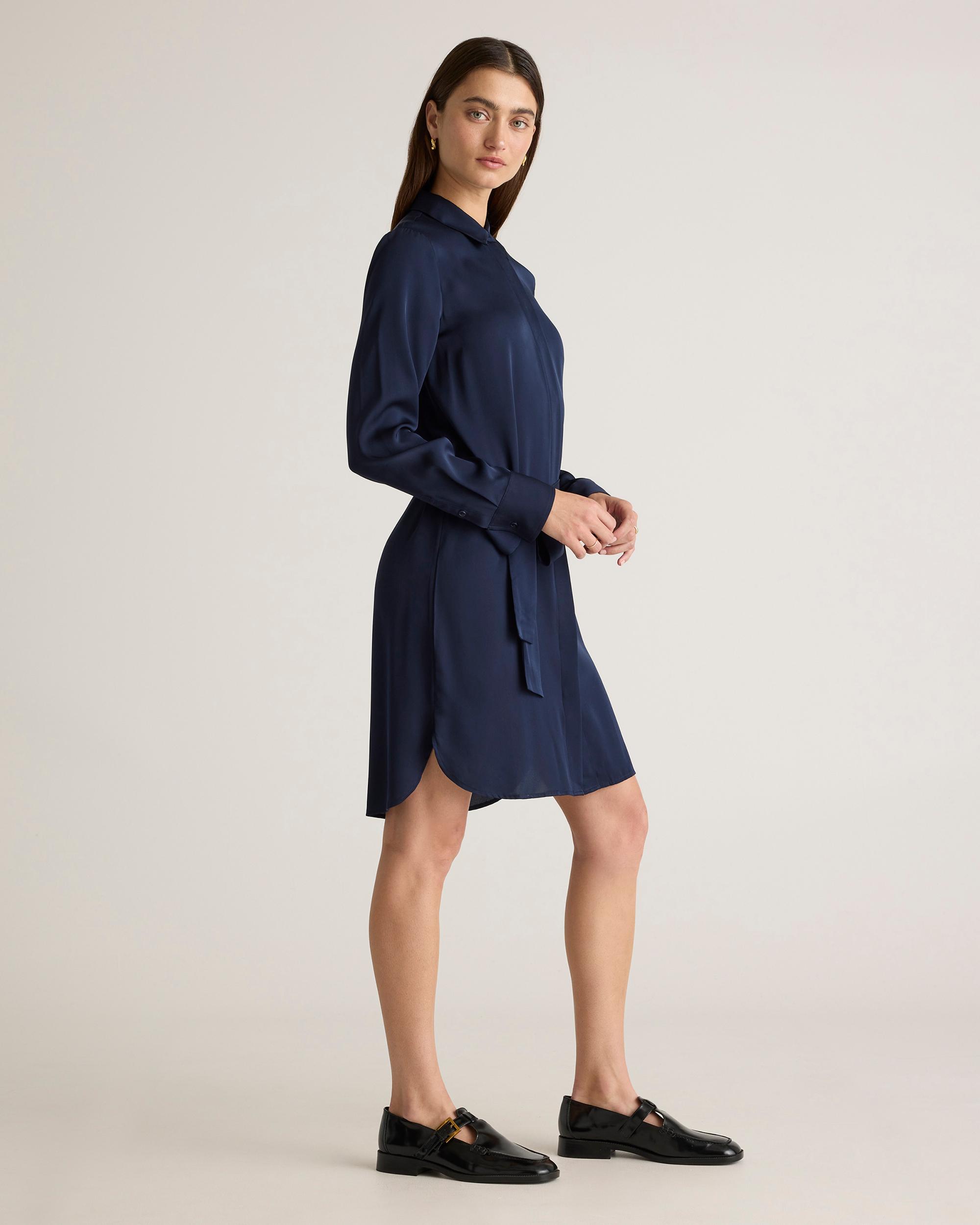 Quince | Women's 100% Washable Silk Stretch Shirt Dress Product Image