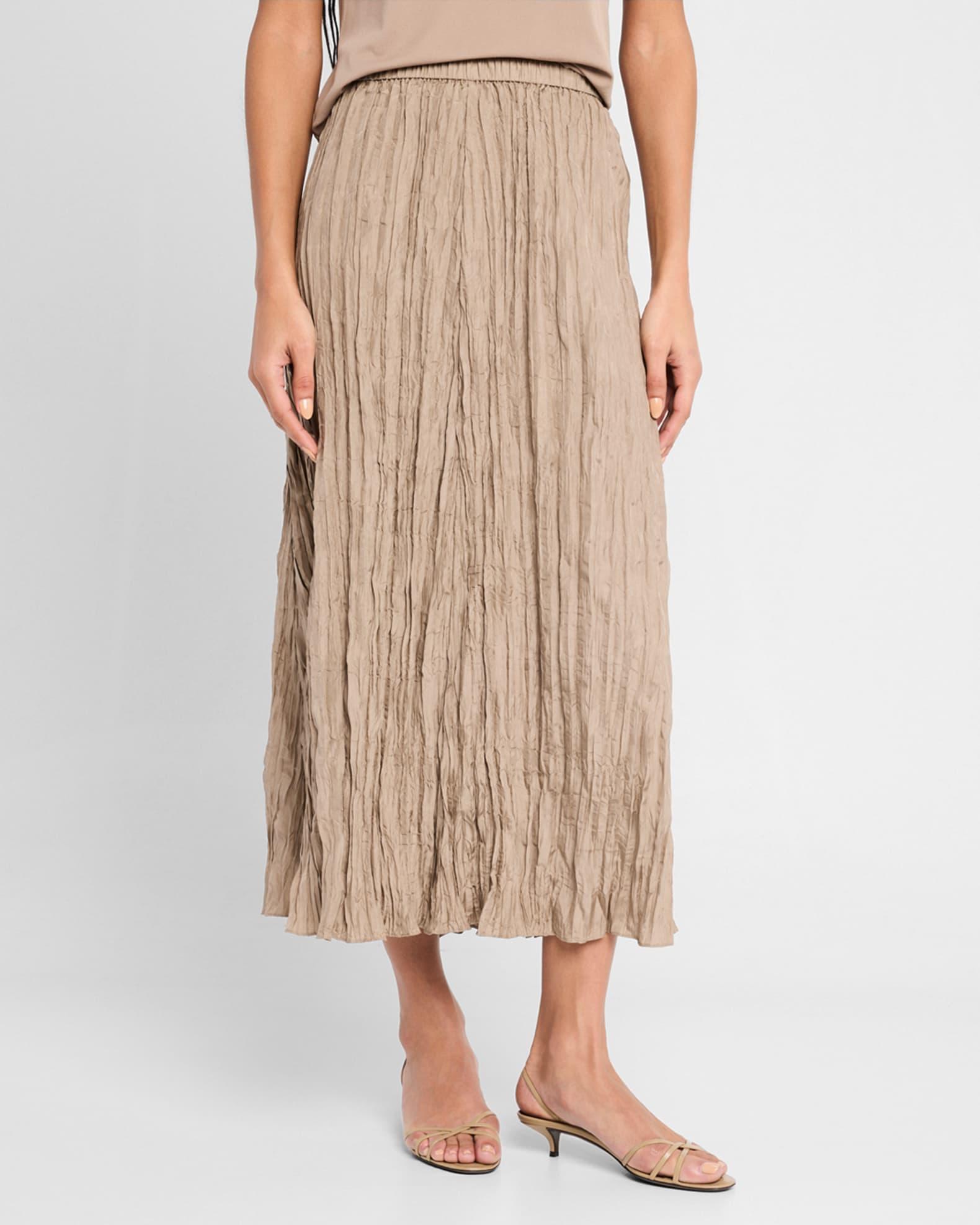 A-Line Crinkled Silk Maxi Skirt Product Image