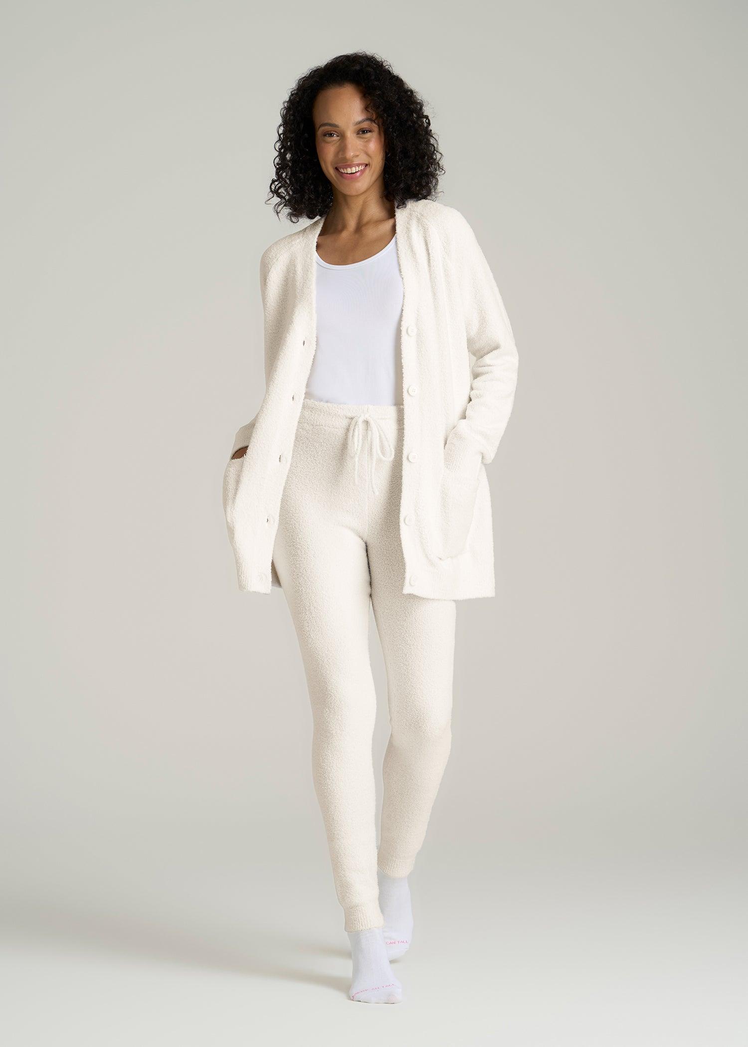 Chenille Cardigan for Tall Women in White Alyssum Female Product Image