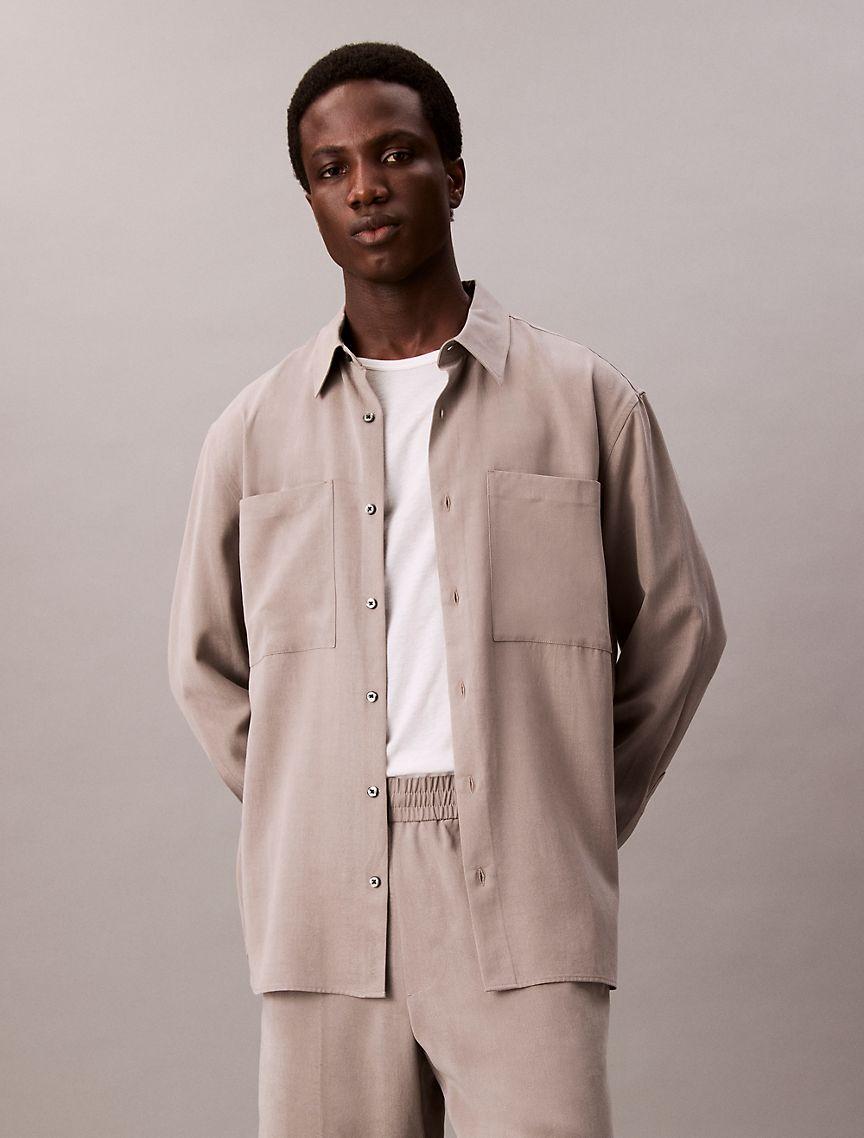 Lyocell Relaxed Button-Down Shirt  Product Image