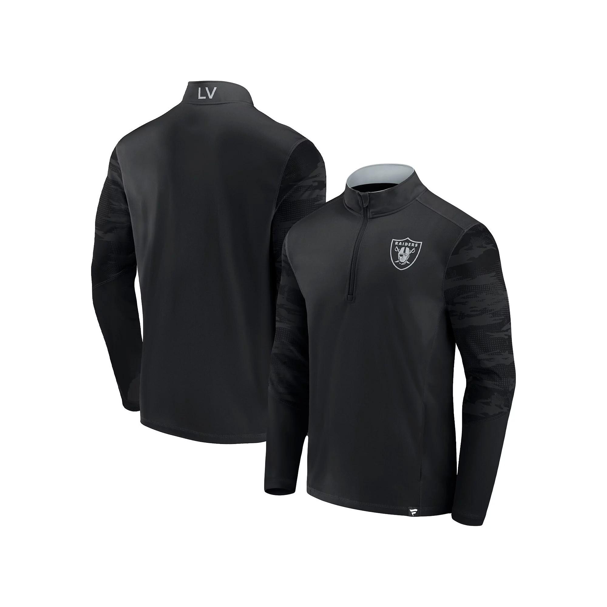 Mens Fanatics Las Vegas Raiders Blackout Ringer Lightweight Quarter-Zip Jacket Product Image