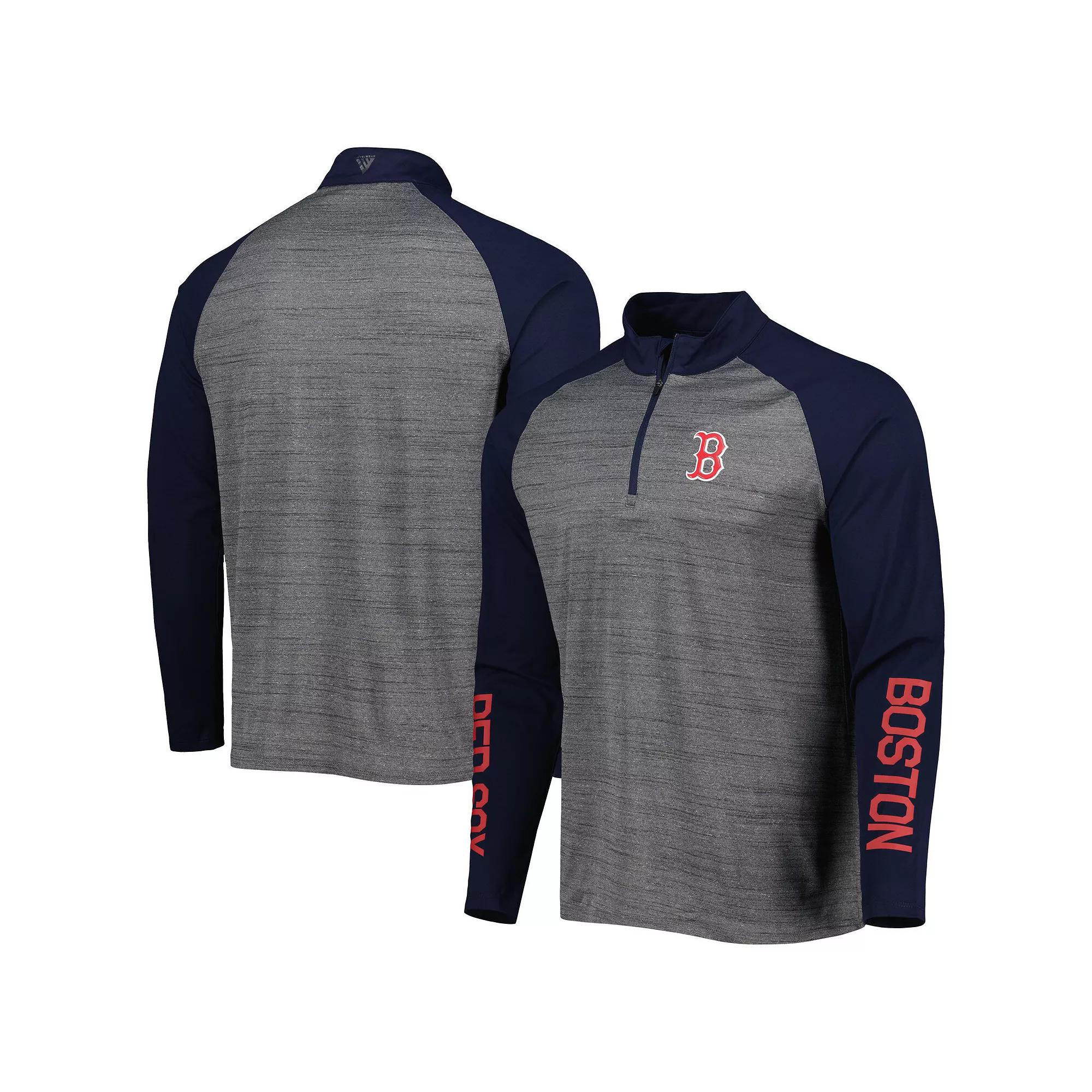 Men's Levelwear Heather Gray Boston Red Sox Vandal Raglan Quarter-Zip Top, Size: Small, Grey Product Image