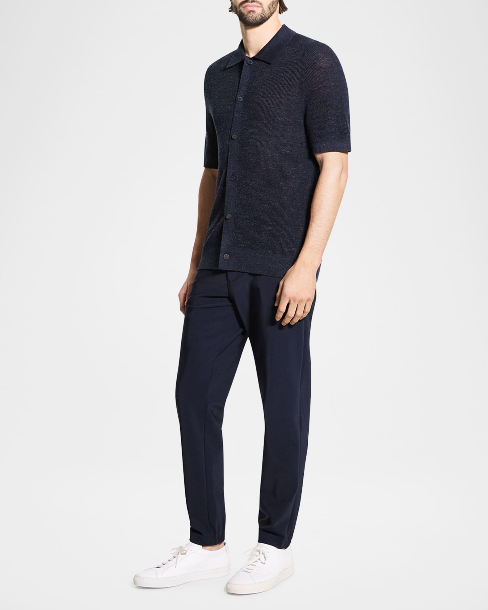 Men's Ribbed Linen-Blend Short-Sleeve Sweater Product Image