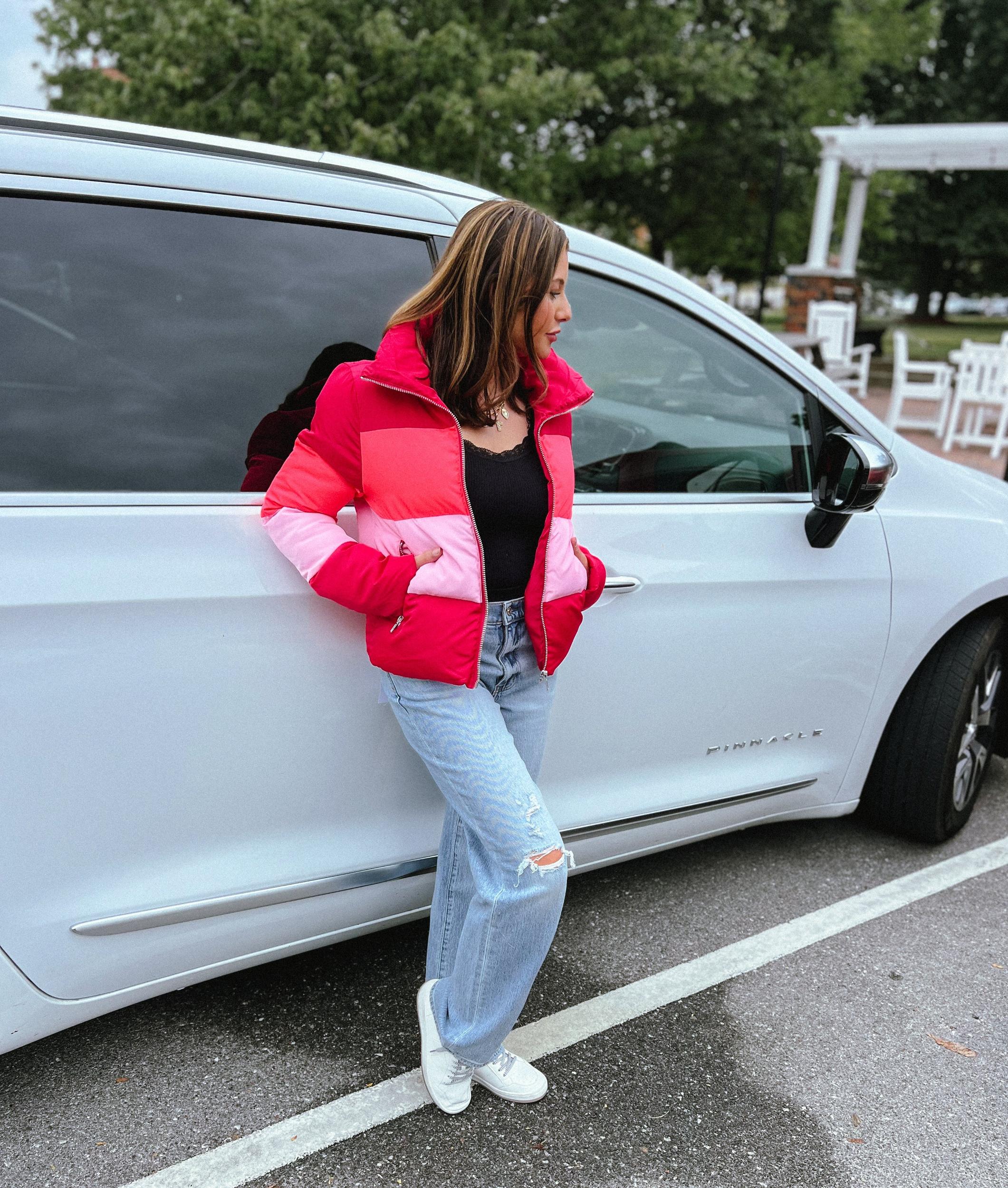 Addison Striped Puffer Jacket in Sprinkles Product Image