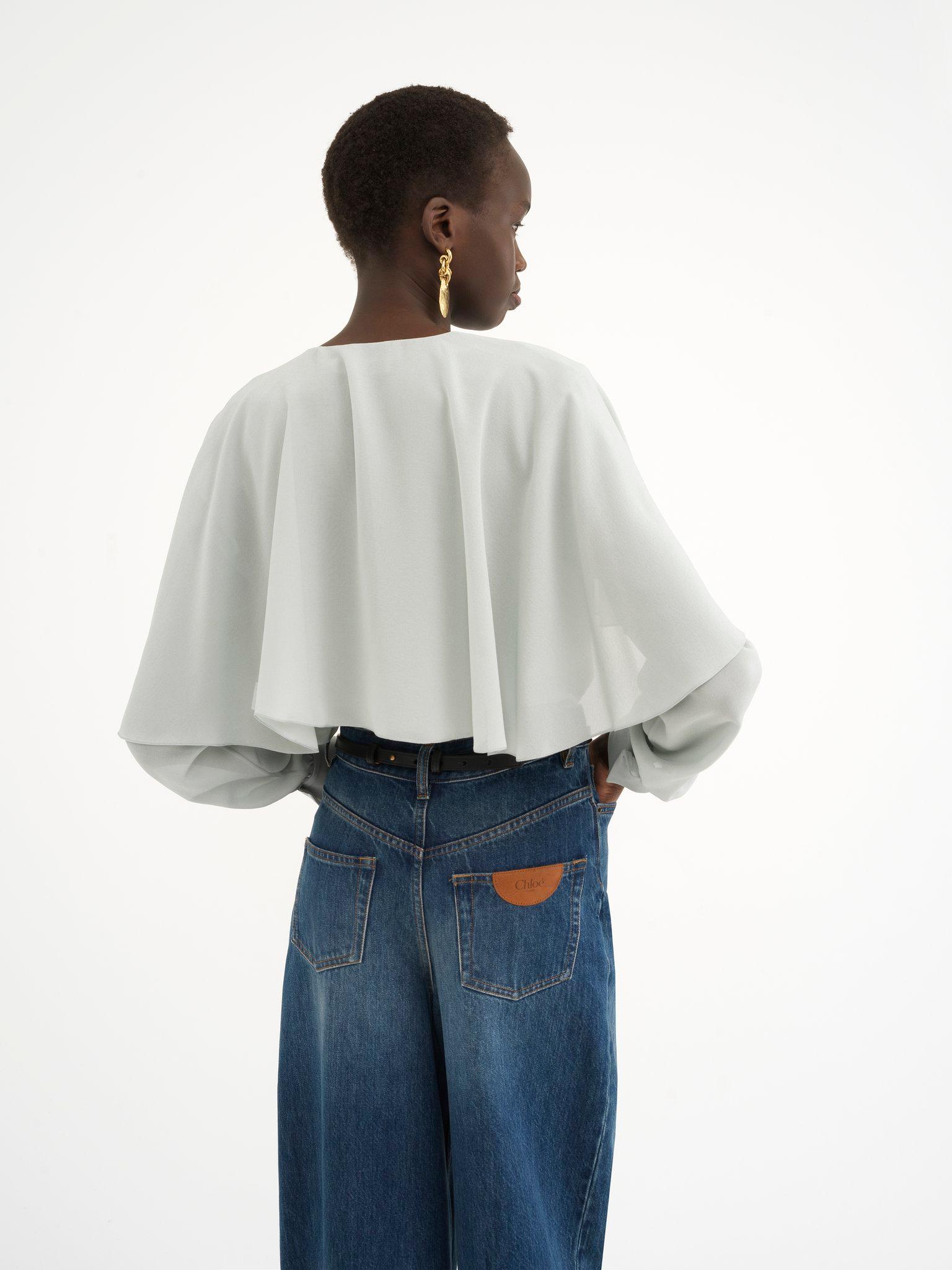 Cape blouse in silk georgette Product Image