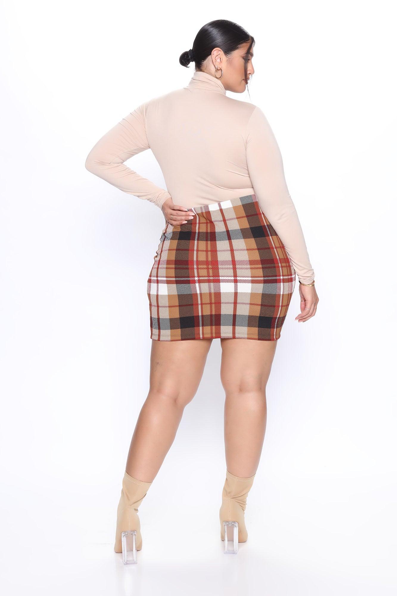 Jahia Plaid Mini Skirt - Brown/combo Product Image