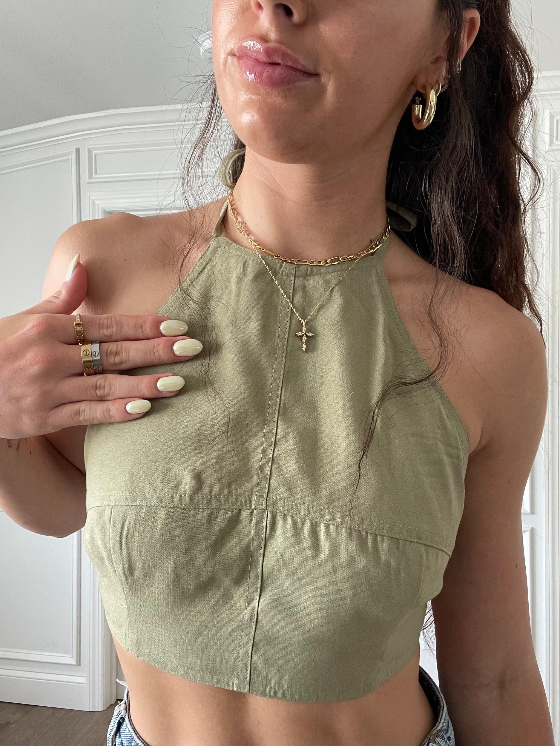 En Saison | Aubin Cropped Halter Top | FINAL SALE Product Image