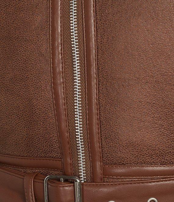 GB Faux Fur Belted Faux Suede Jacket Product Image