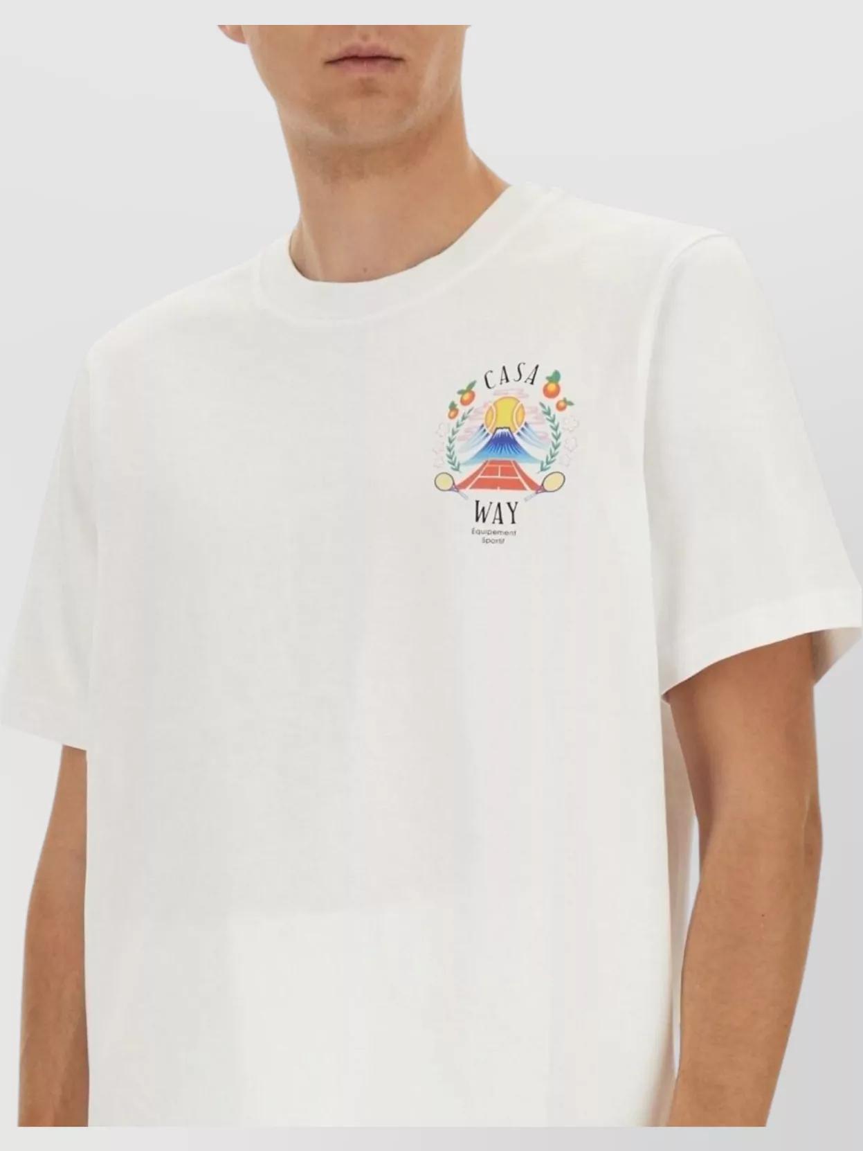 CASABLANCA T-shirt Girocollo Con Logo Sul Fronte In Cotone Bianca Uomo In Neutral Product Image