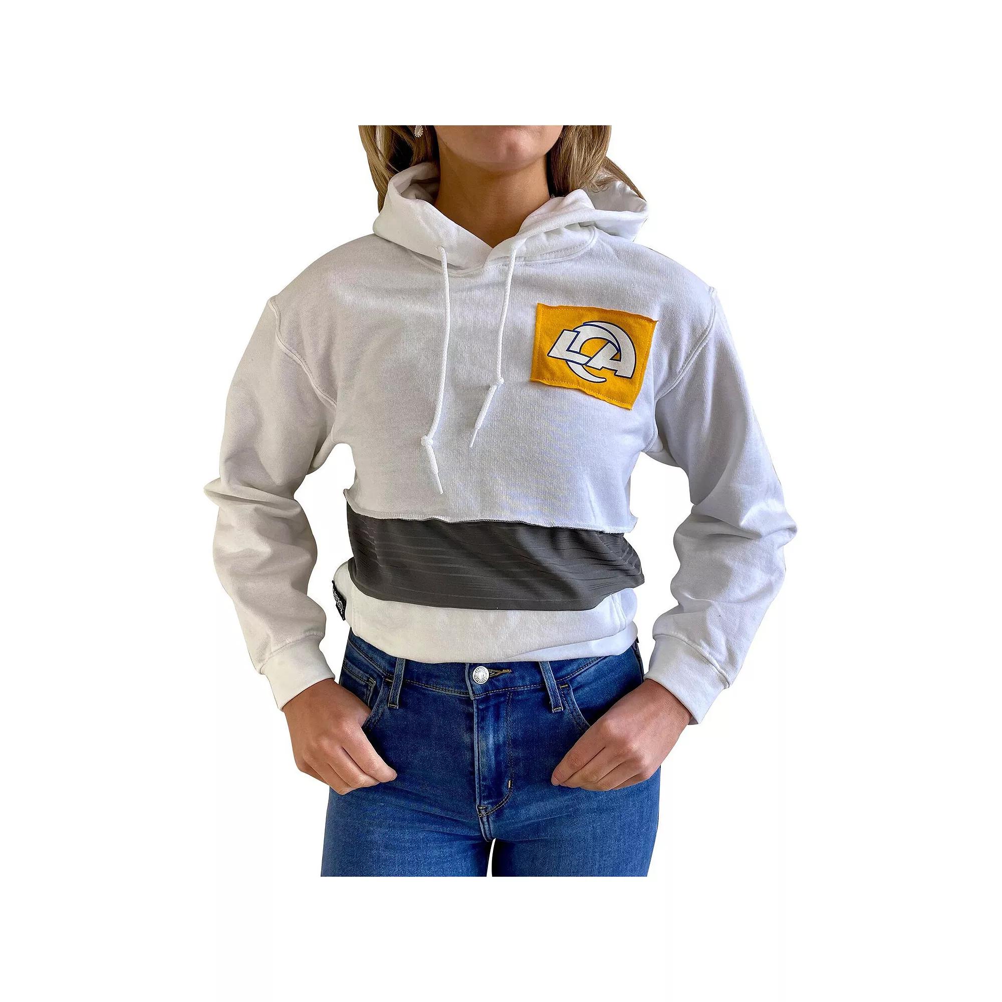 Women's Refried Apparel White Los Angeles Rams Crop Pullover Hoodie,  Product Image