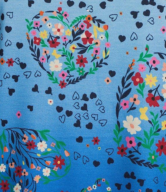 Allison Daley Petite Size Floral Hearts Print 3/4 Sleeve Crew Neck Knit Top Product Image