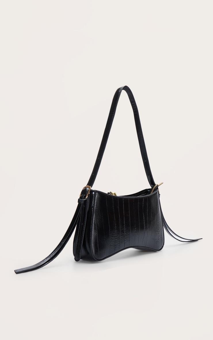 Black Curved Beaded Shoulder Bag Product Image
