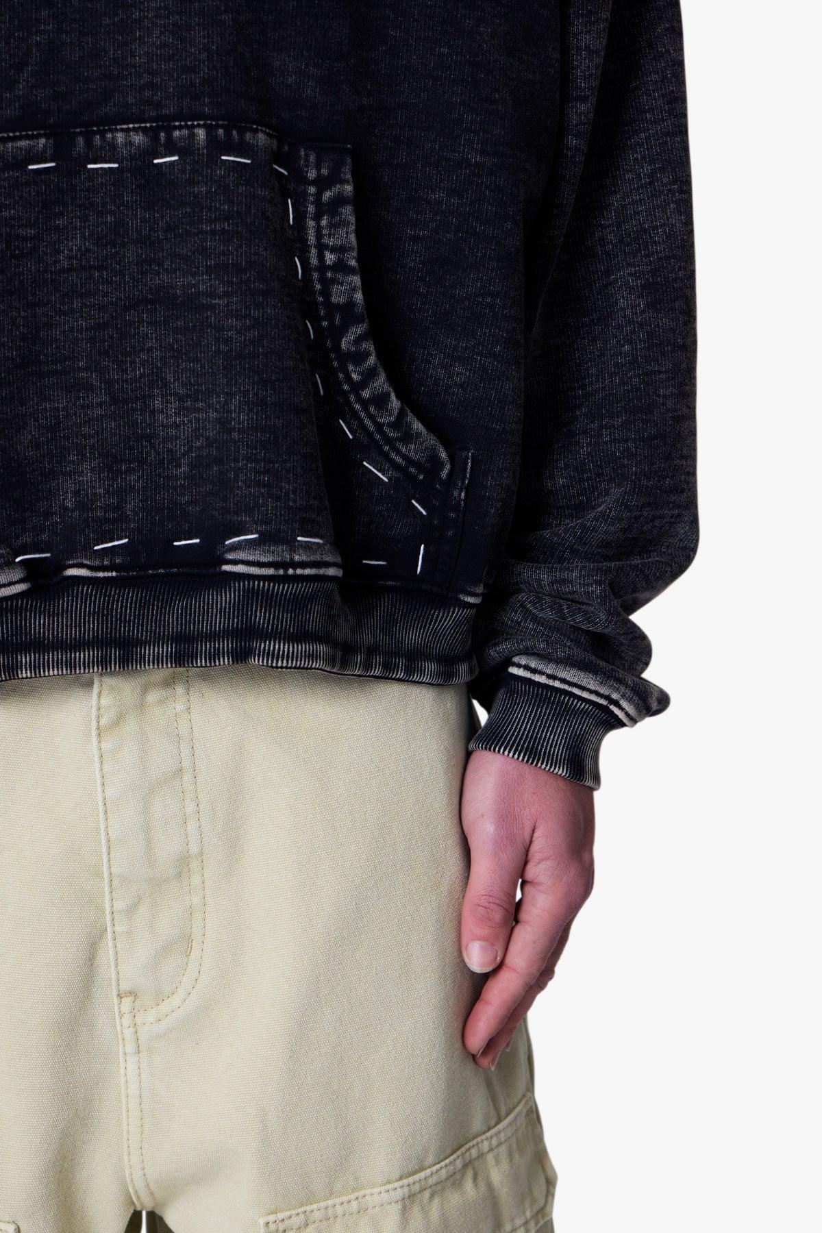 Contrast Stitch Hoodie - Black Product Image