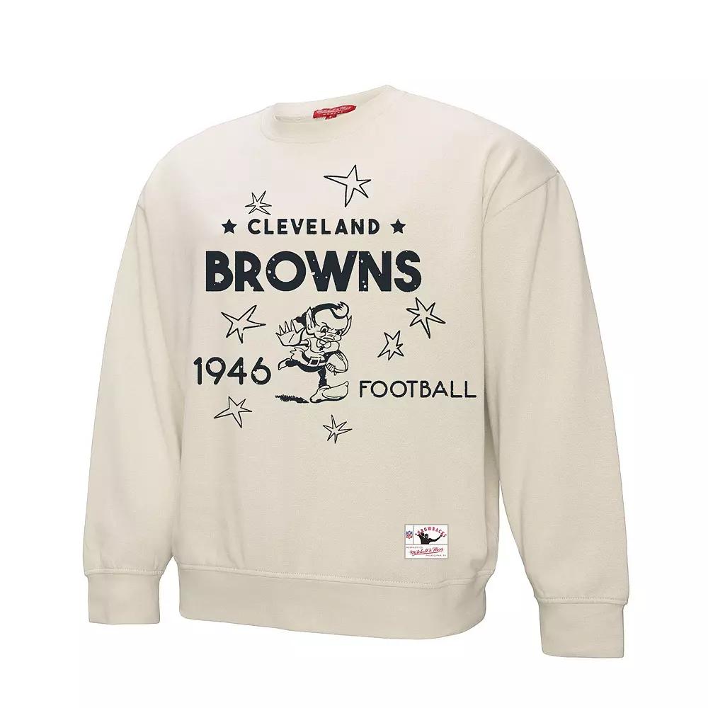 Women's Mitchell & Ness Cream Cleveland Browns Shooting Stars Pullover Sweatshirt,  Product Image