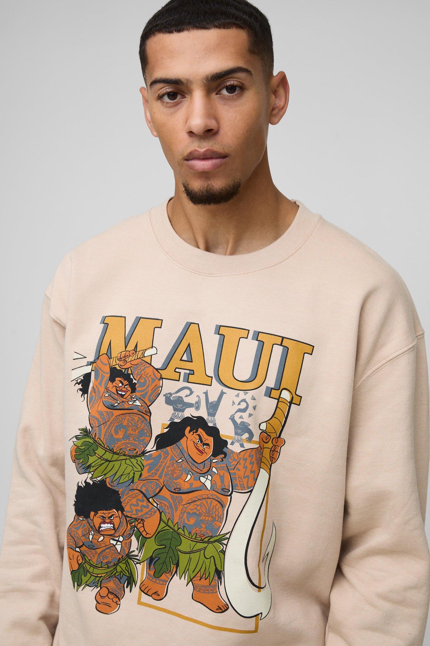 Oversized Disney Maui License Print Sweatshirt | boohooMAN USA Product Image