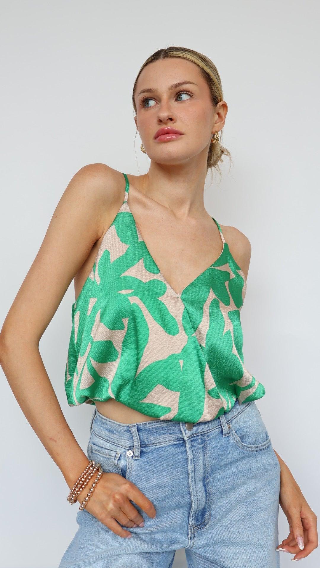 Satin Print Crop Top Product Image