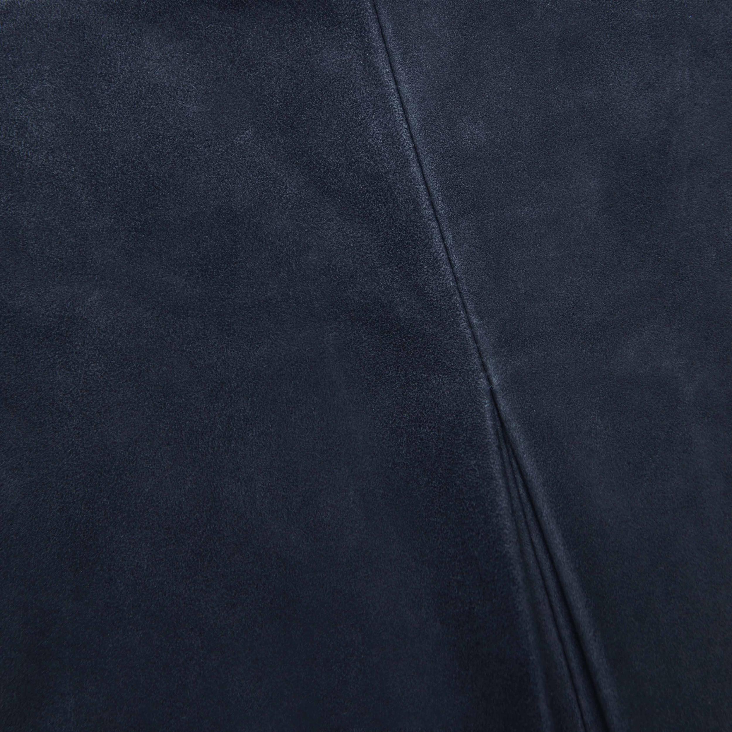 Navy Suede Mini Skirt Product Image