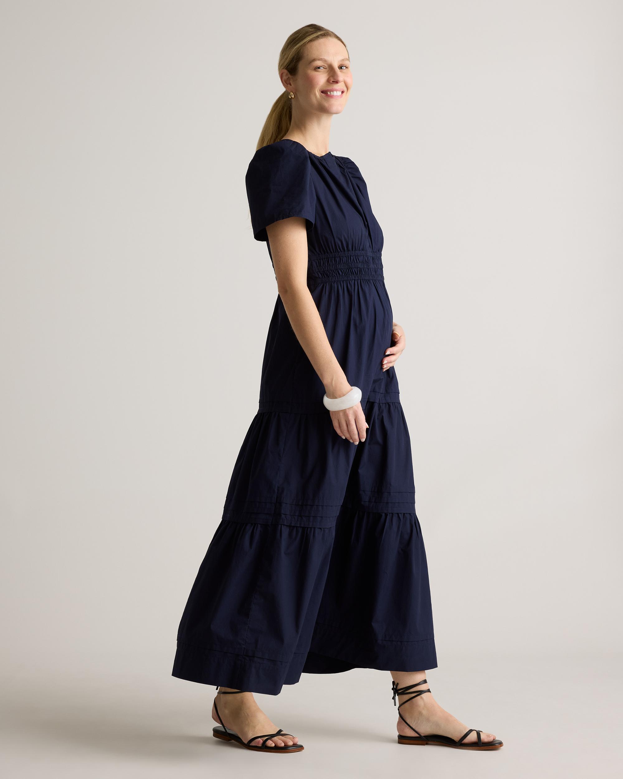 Quince | Women's Poplin Maternity Tiered Maxi Dress Size XS, Organic Cotton Product Image