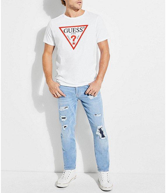 Guess Short-Sleeve Slim Fit Classic Triangle Logo Graphic T-Shirt Product Image