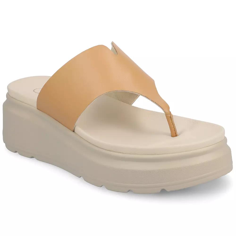 Journee Carah Wedge Thong Flip Flop Womens Sandals Product Image