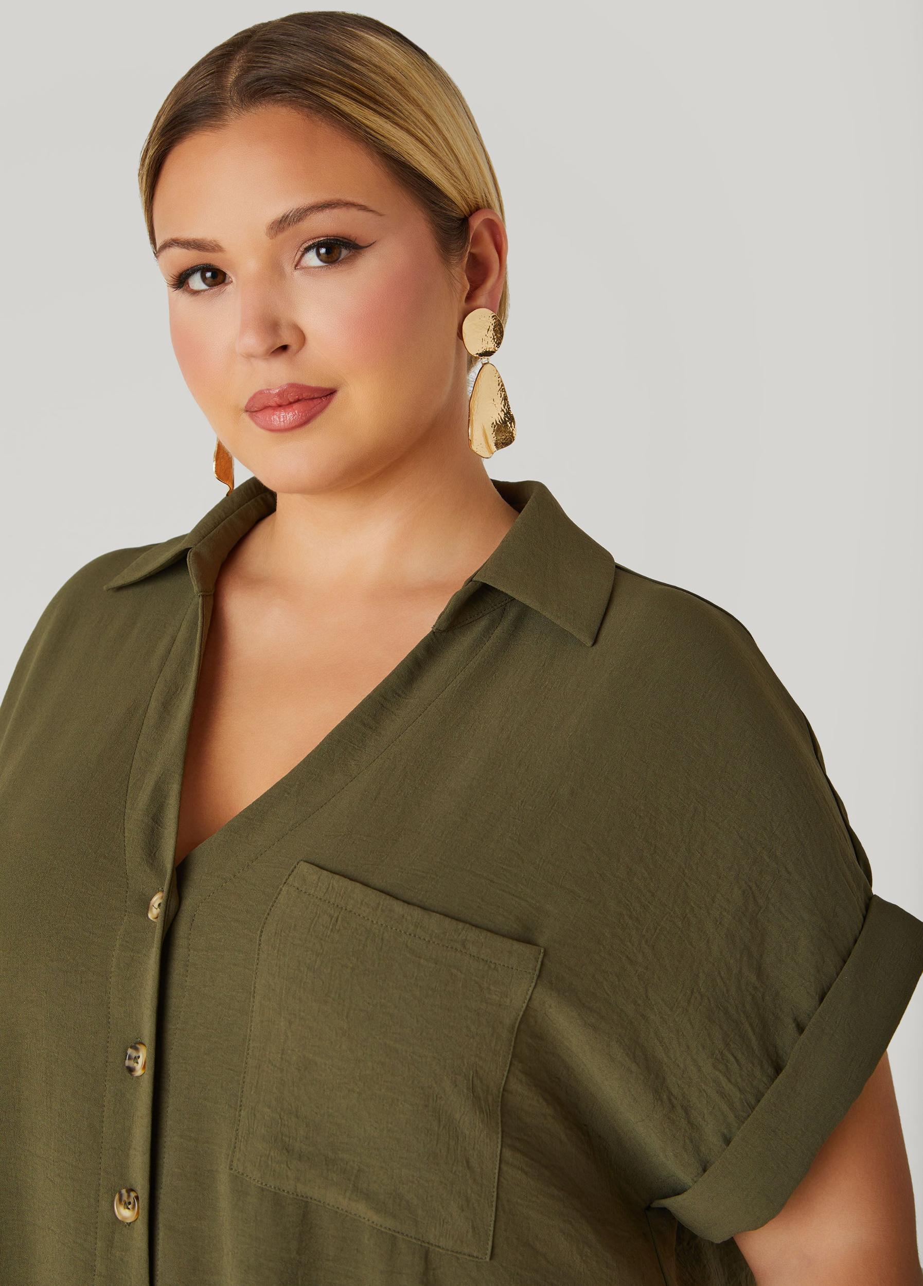 Cuffed Textured Maxi Shirtdress Product Image