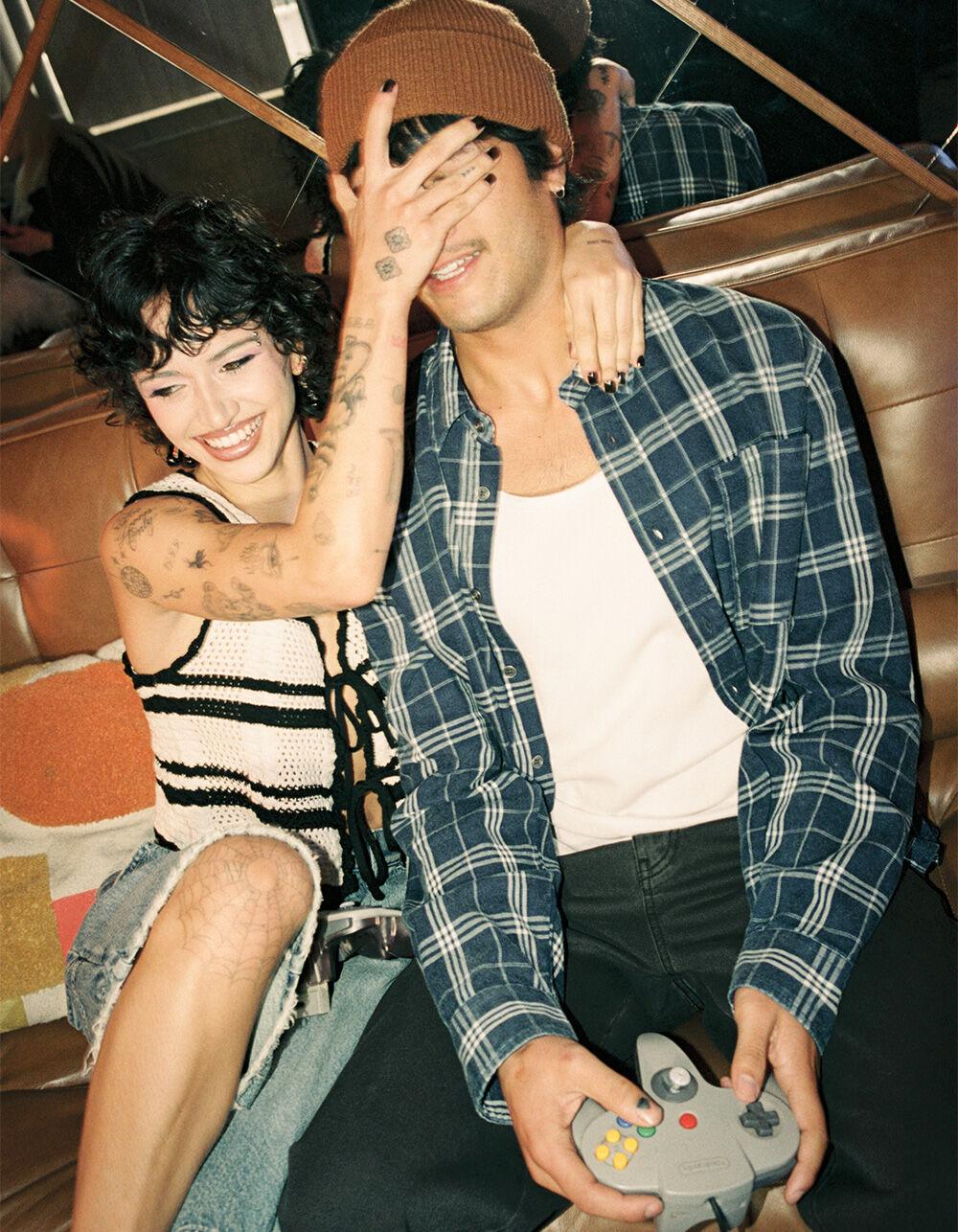 RSQ Mens Washed Flannel - NAVY Product Image