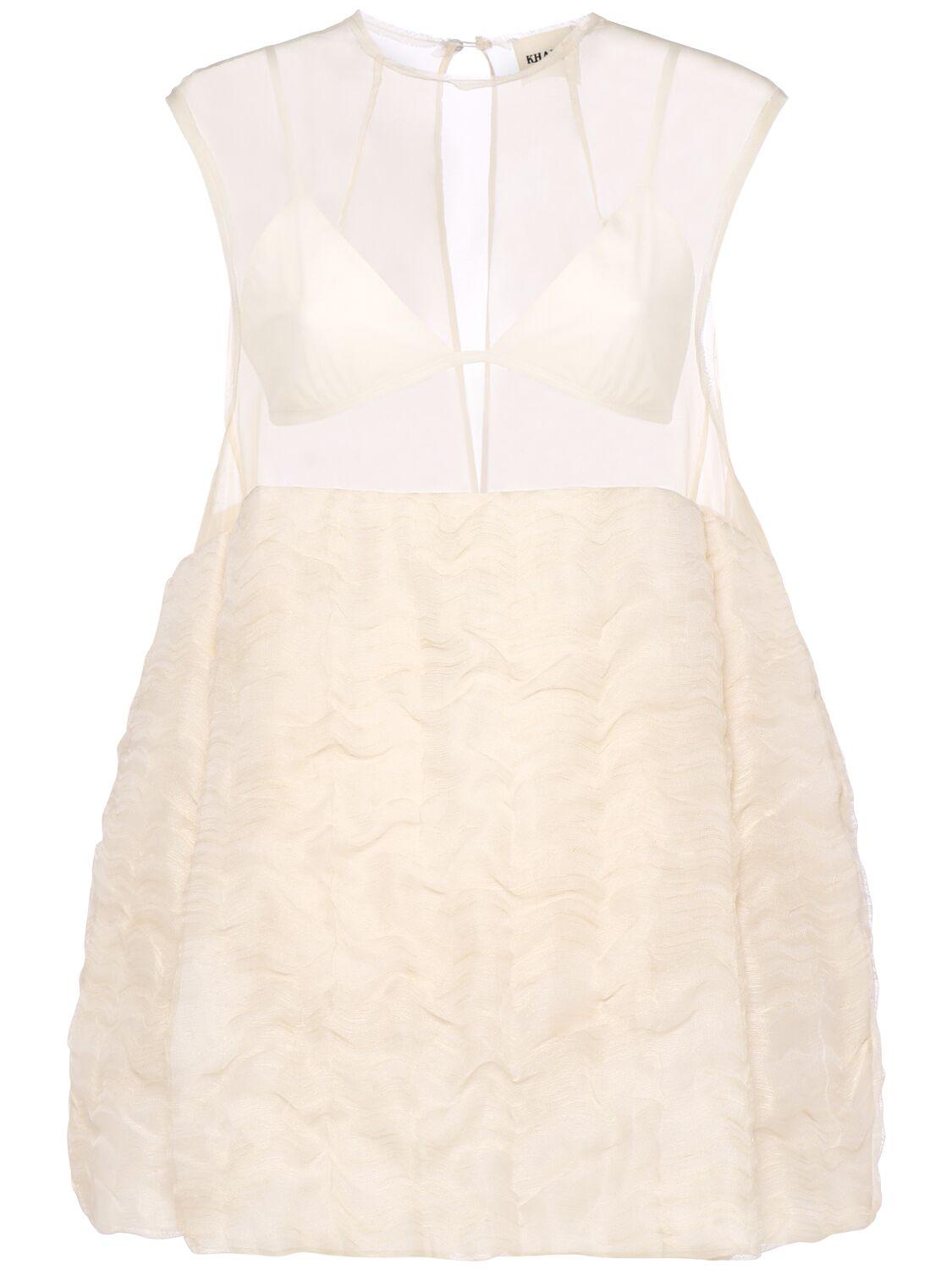 KHAITE Blair Linen And Silk-blend Minidress In White Product Image