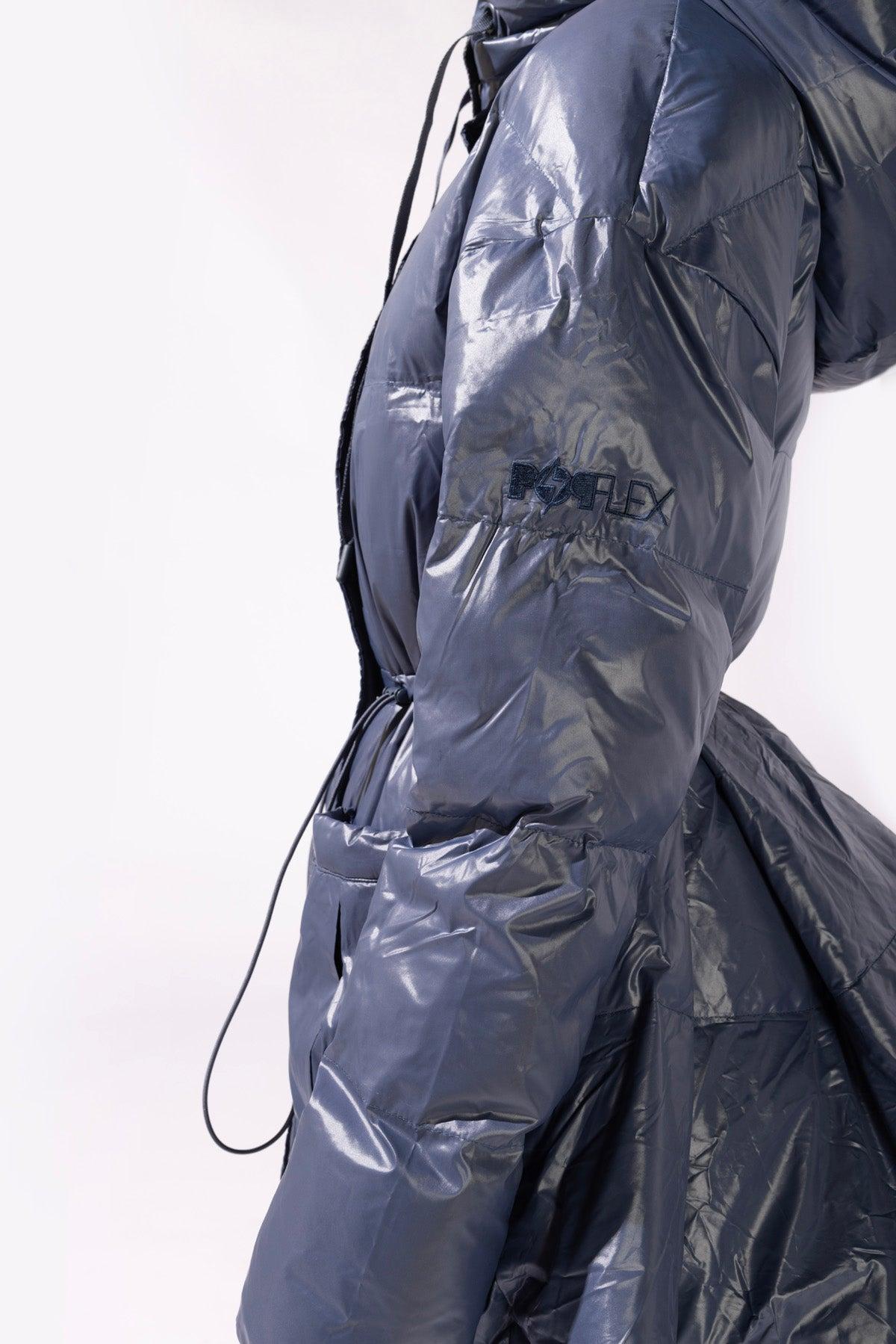 Pearl Peplum Puffer Jacket - Navy Product Image