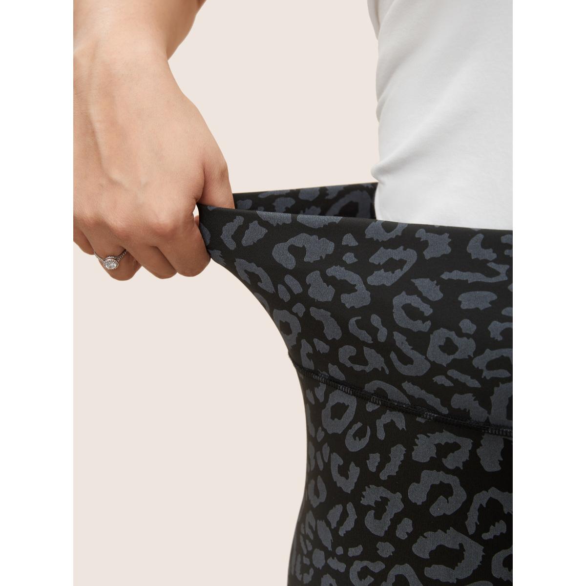 Plus Size Leopard Print High Rise Skinny Leggings Women BlackFlower Casual High stretch Skinny High Rise Everyday Leggings BloomChic 22-24/3X Product Image