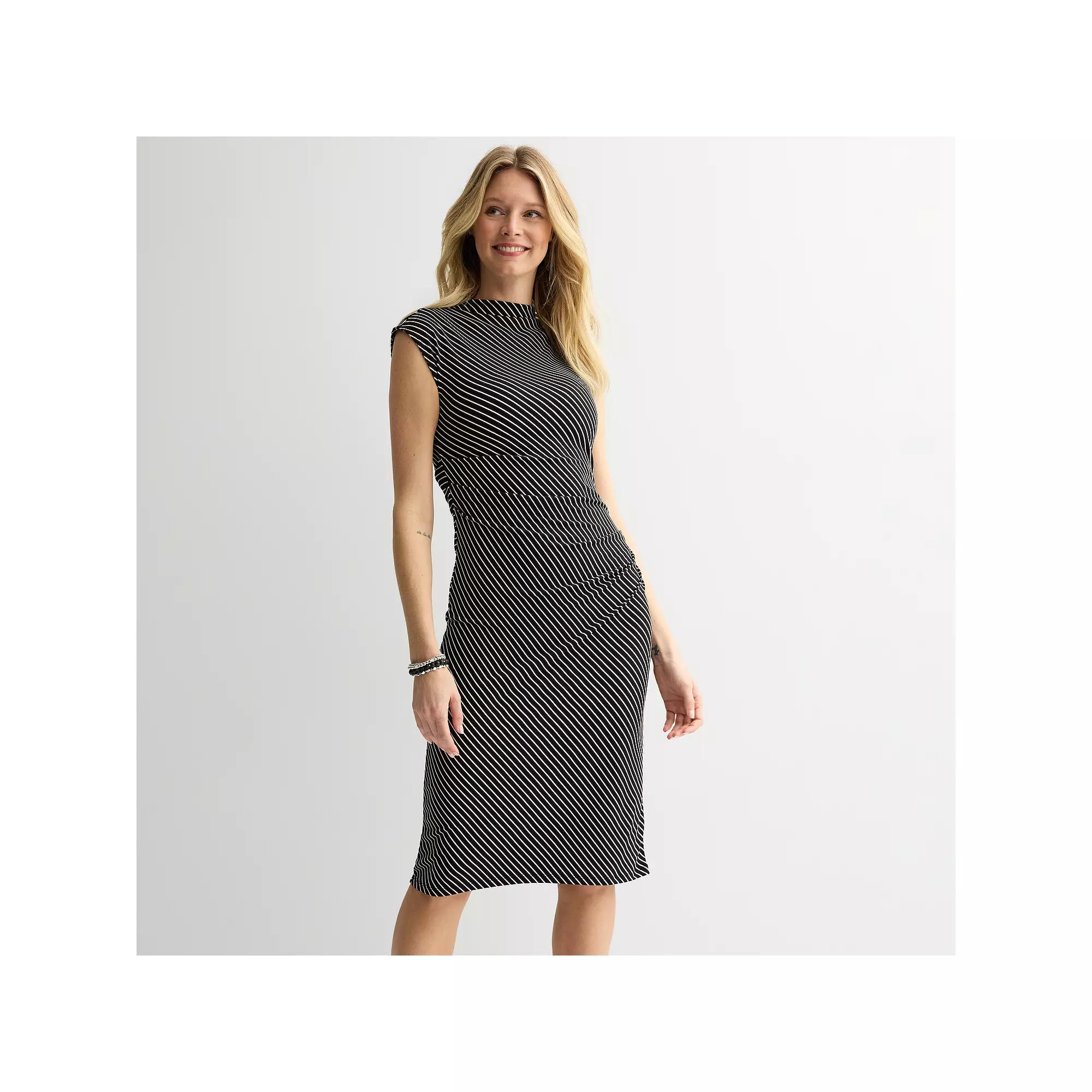 Women's Nine West Mock Neck Knit Dress, Size: XL, Black Eli Diagonal Product Image