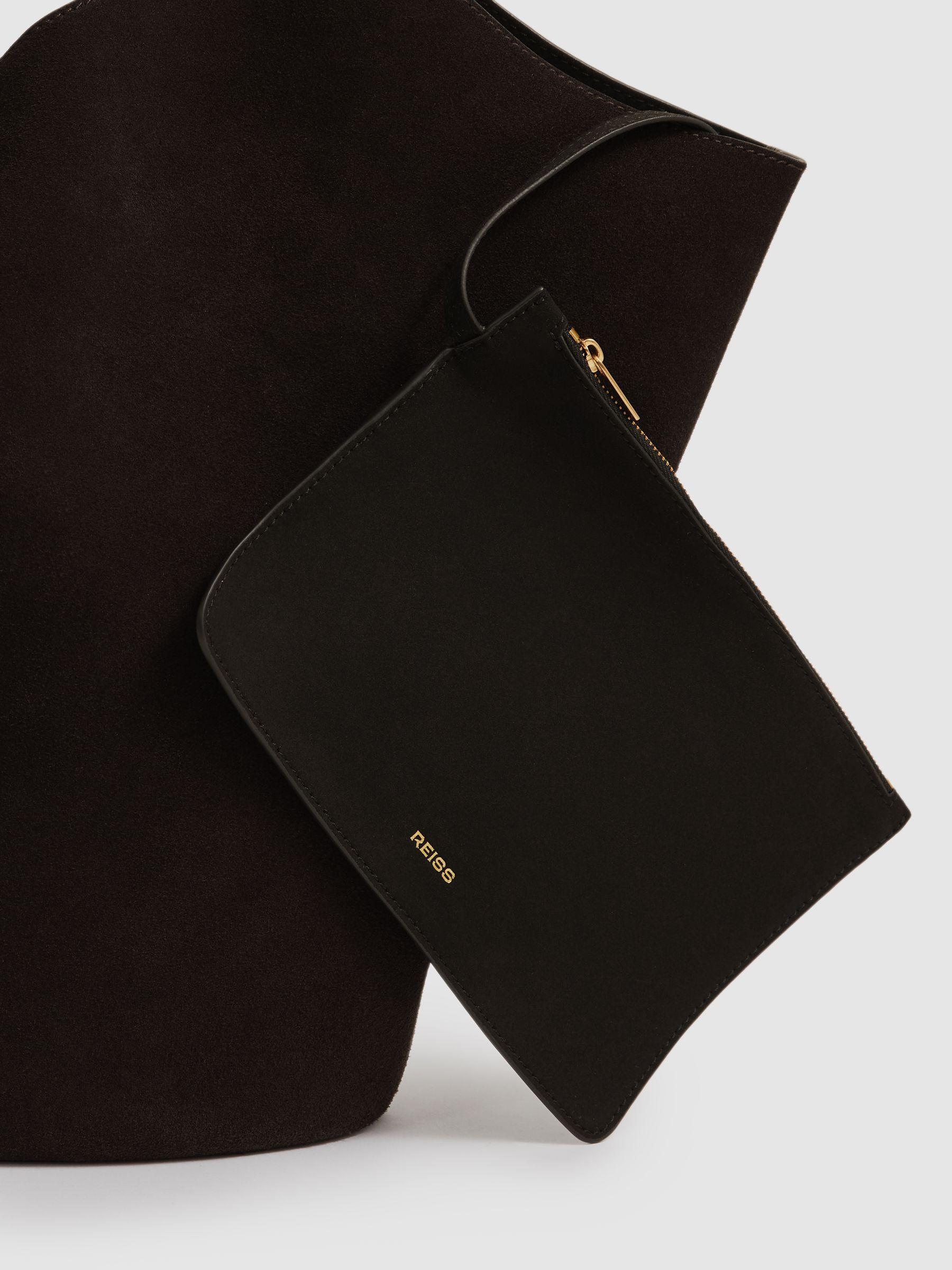 Leather And Suede Tote Bag in Chocolate Product Image