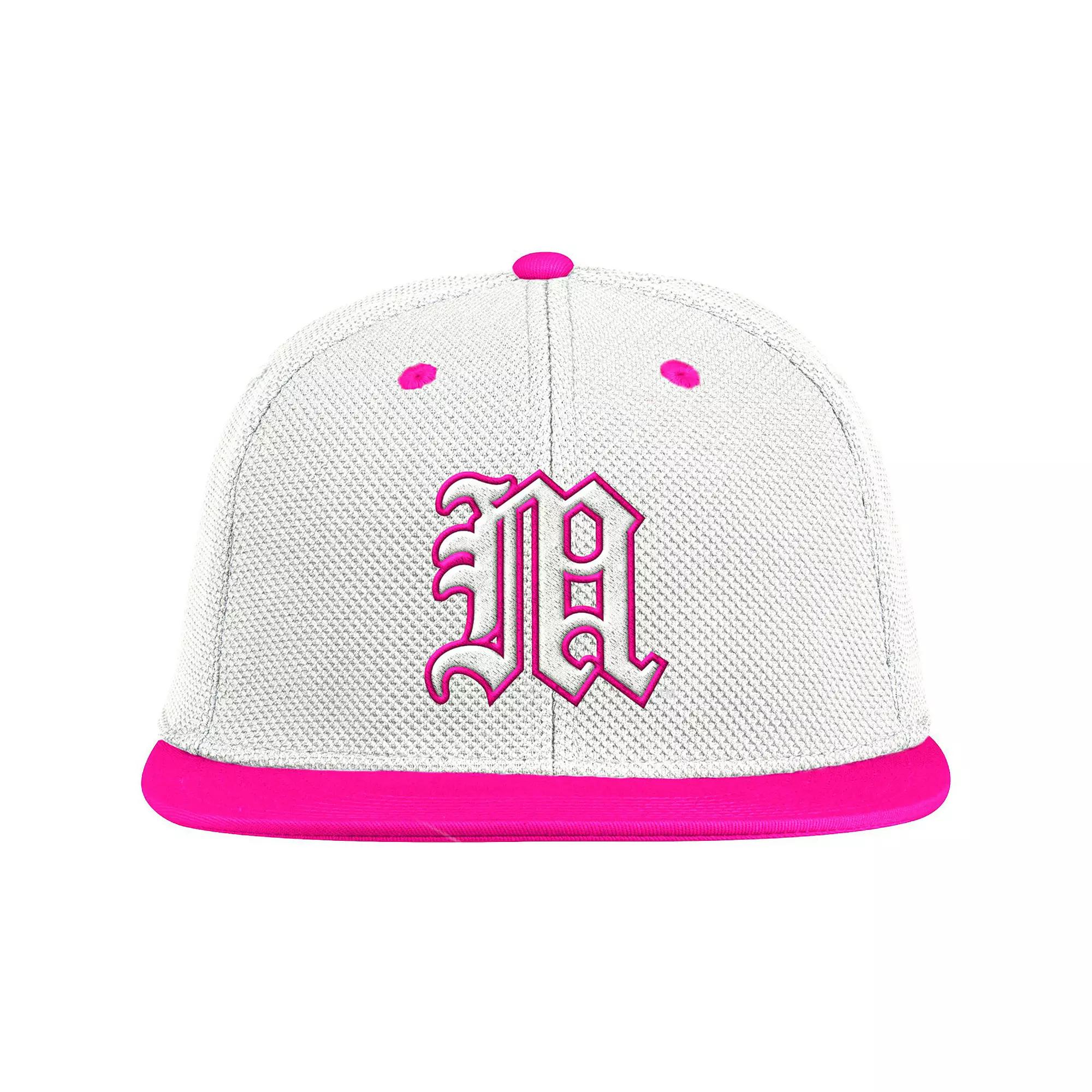 Men's adidas White/Pink Miami Hurricanes On-Field Baseball Fitted Hat, Size: 7 3/8 Product Image