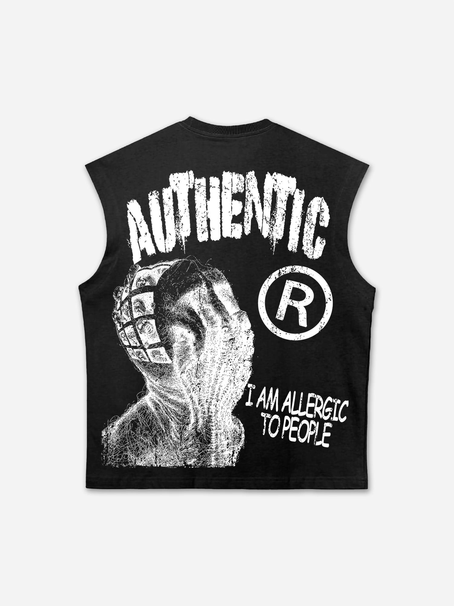 Vintage I Am Allergic To People Graphic Sleeveless Shirts Tank Top Product Image