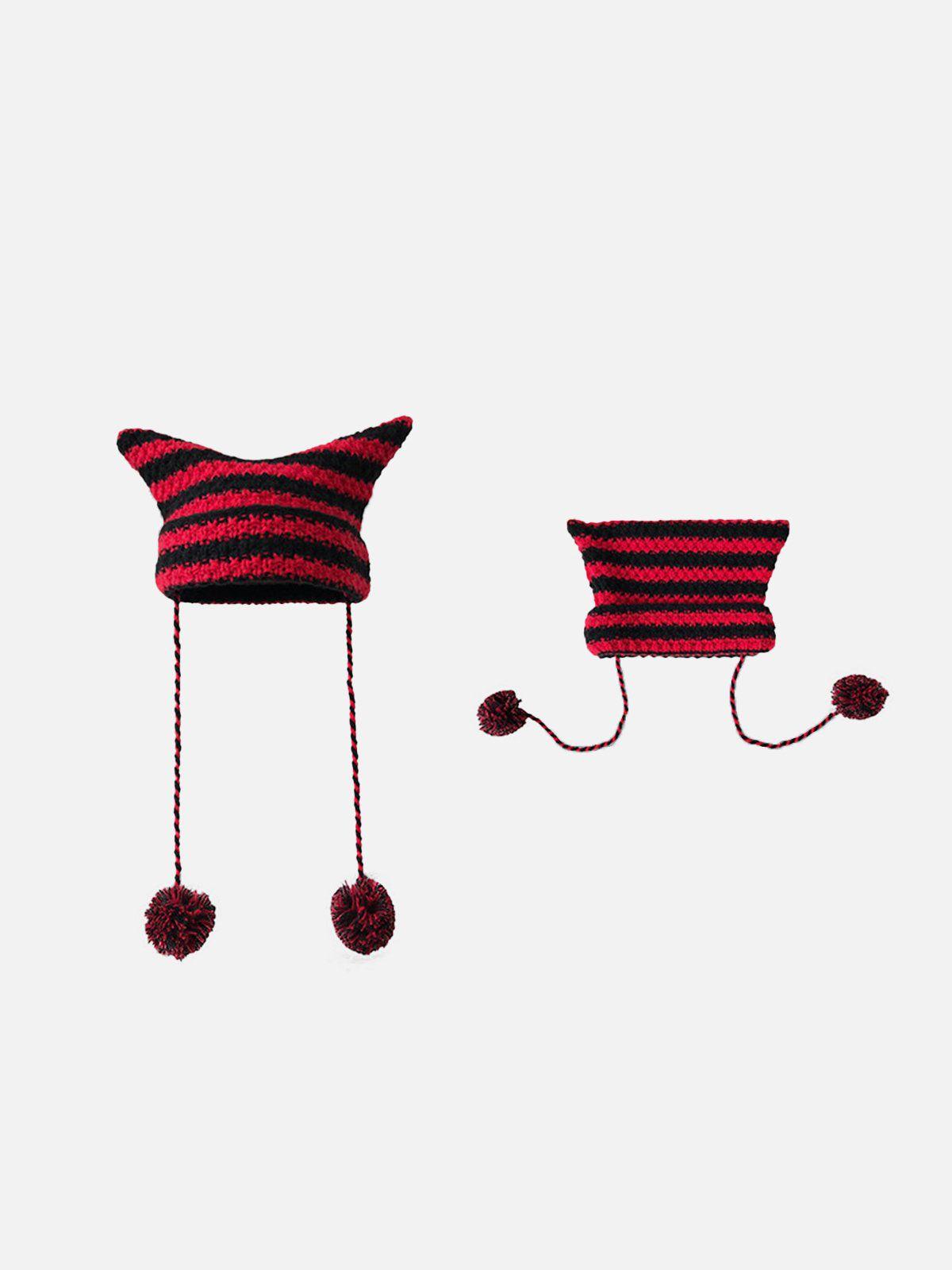 Striped Little Devil Cat Ear Hat Product Image