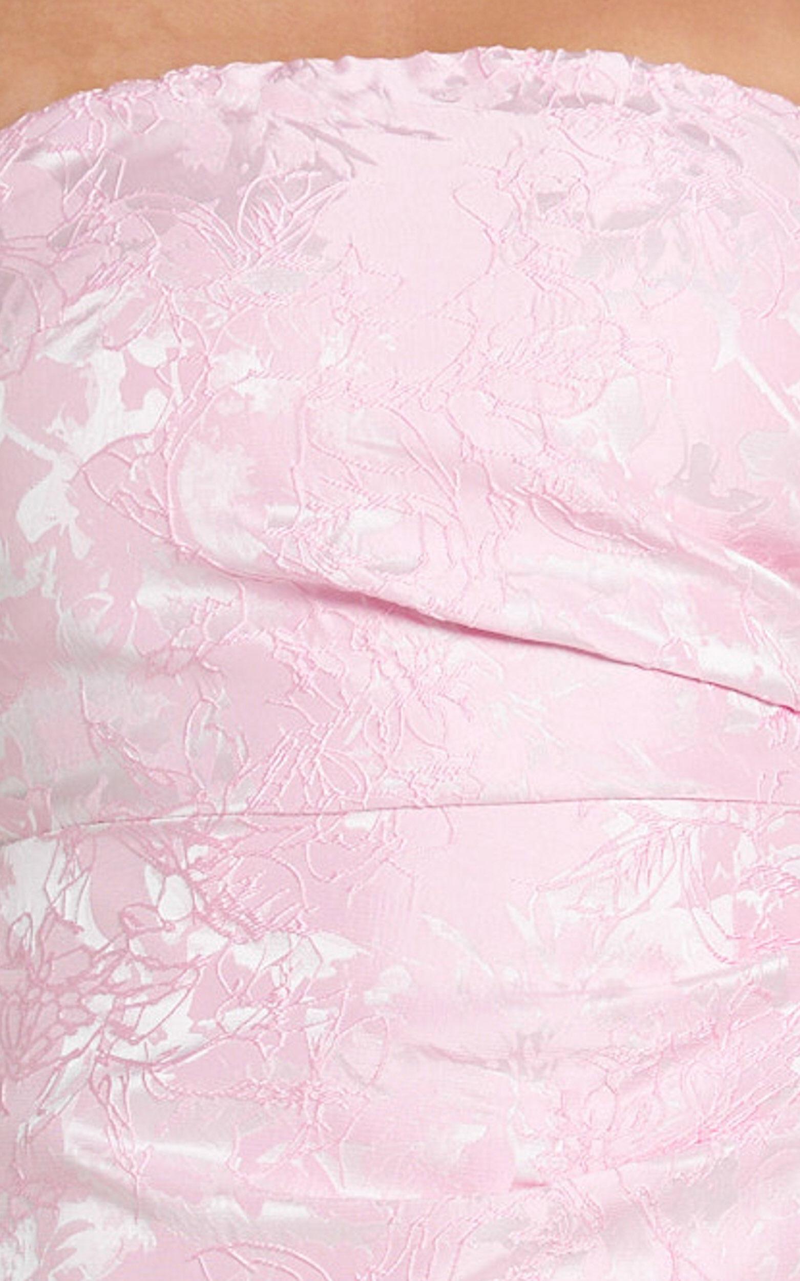 Laila Mini Dress - Jacquard Strapless Fit And Flare Dress in Pink Product Image