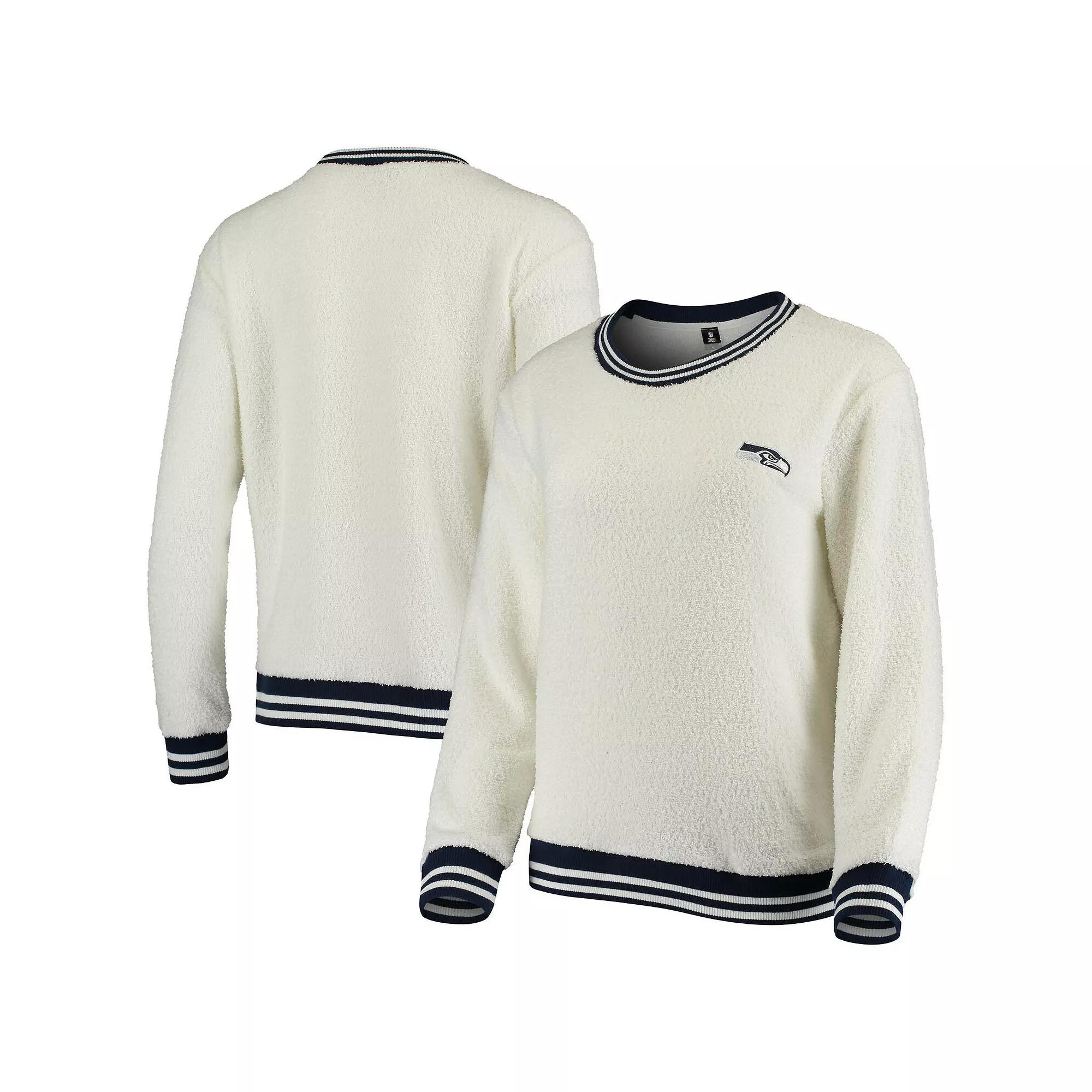 Women's Concepts Sport Cream/Navy Seattle Seahawks Granite Knit Pullover Sweatshirt, Size: 2XL, Beige Product Image