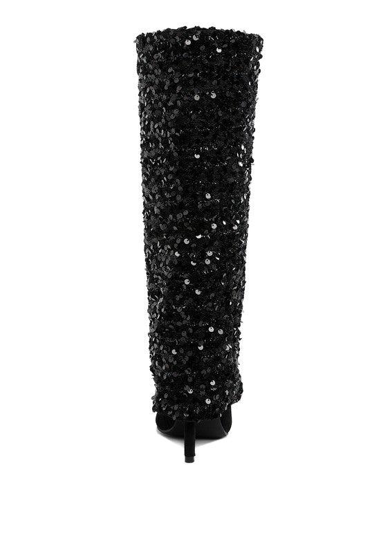 Sin City Sequinned Fold-Over Calf Boots Product Image