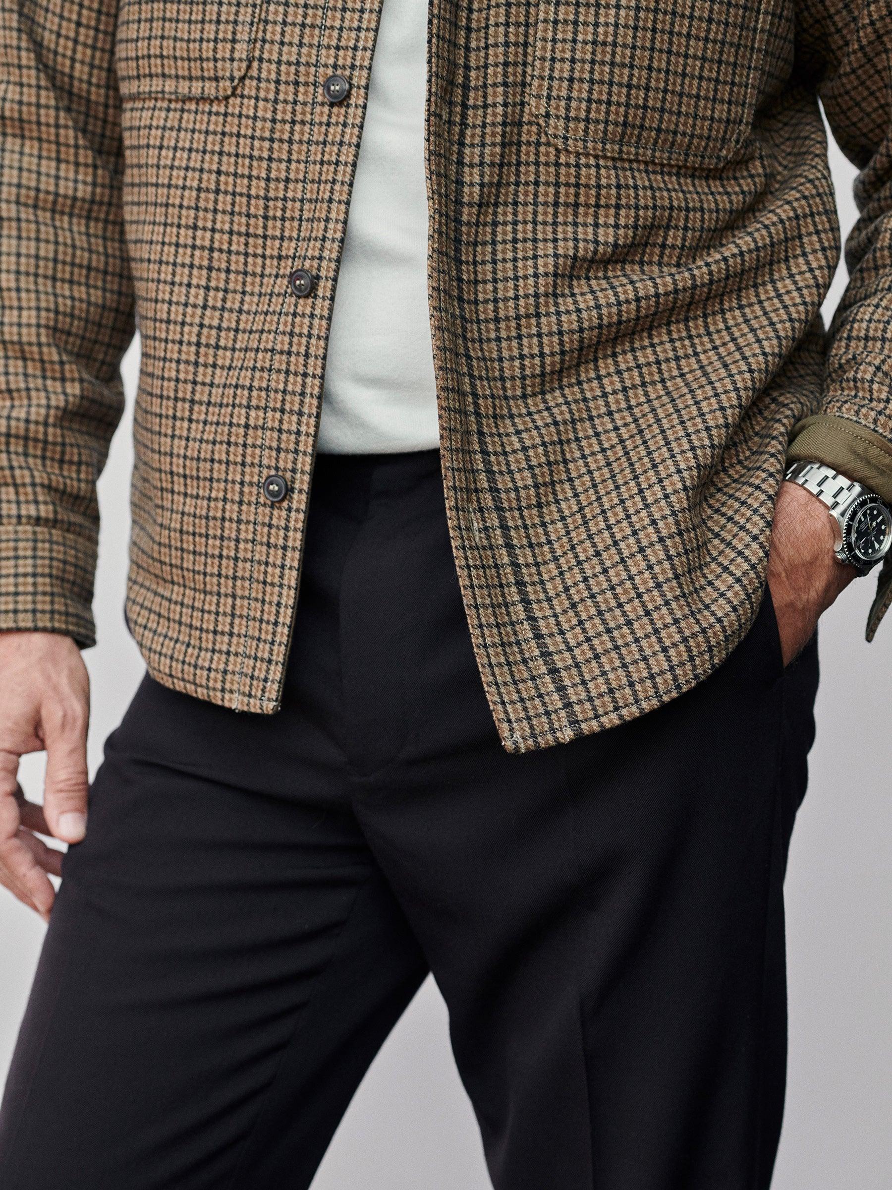 Golden Brown Gun Club Check Wool Plaid CPO Jacket Product Image