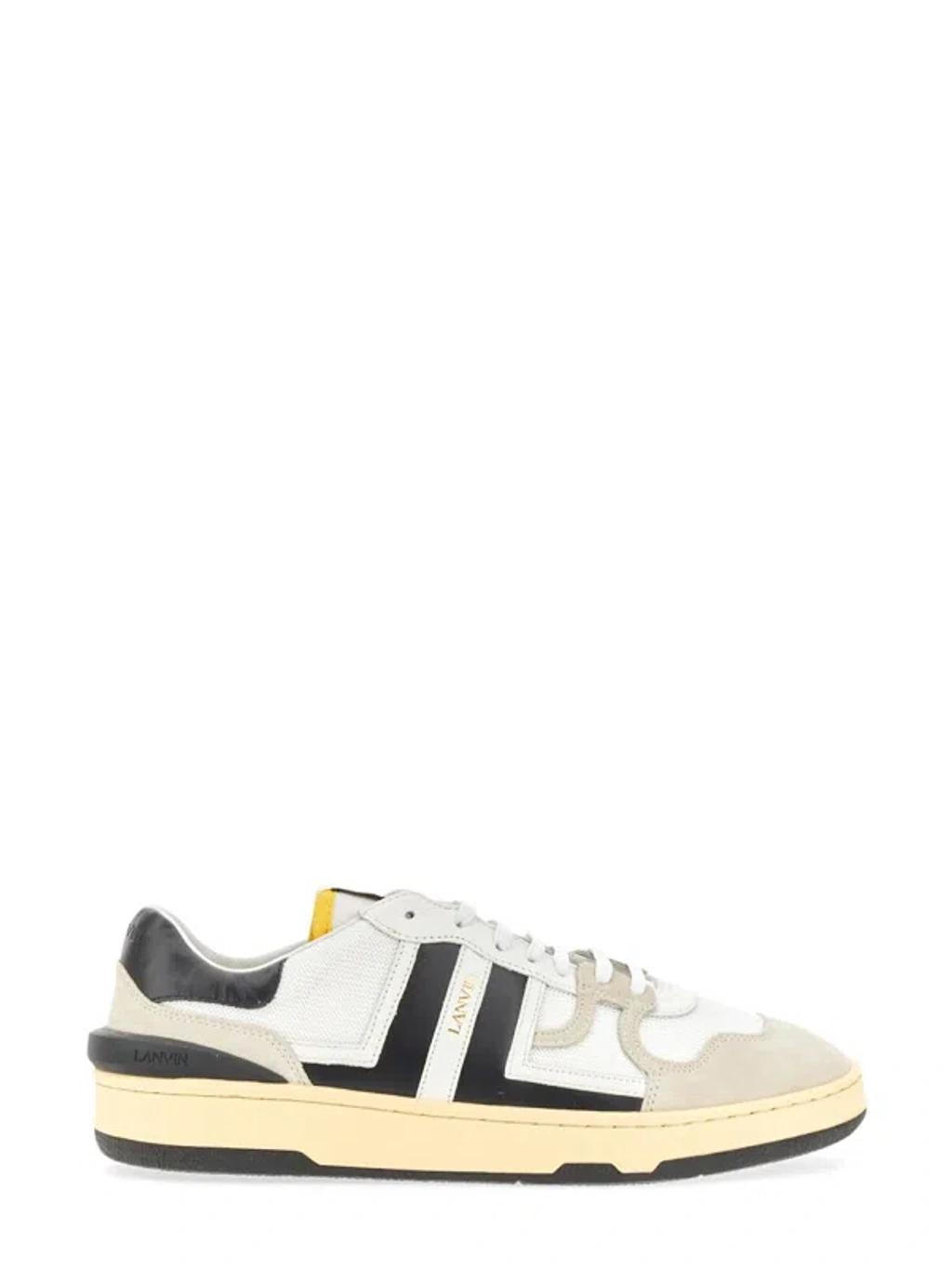 LANVIN Black And White Leather Clay Low Mesh Sneakers Product Image