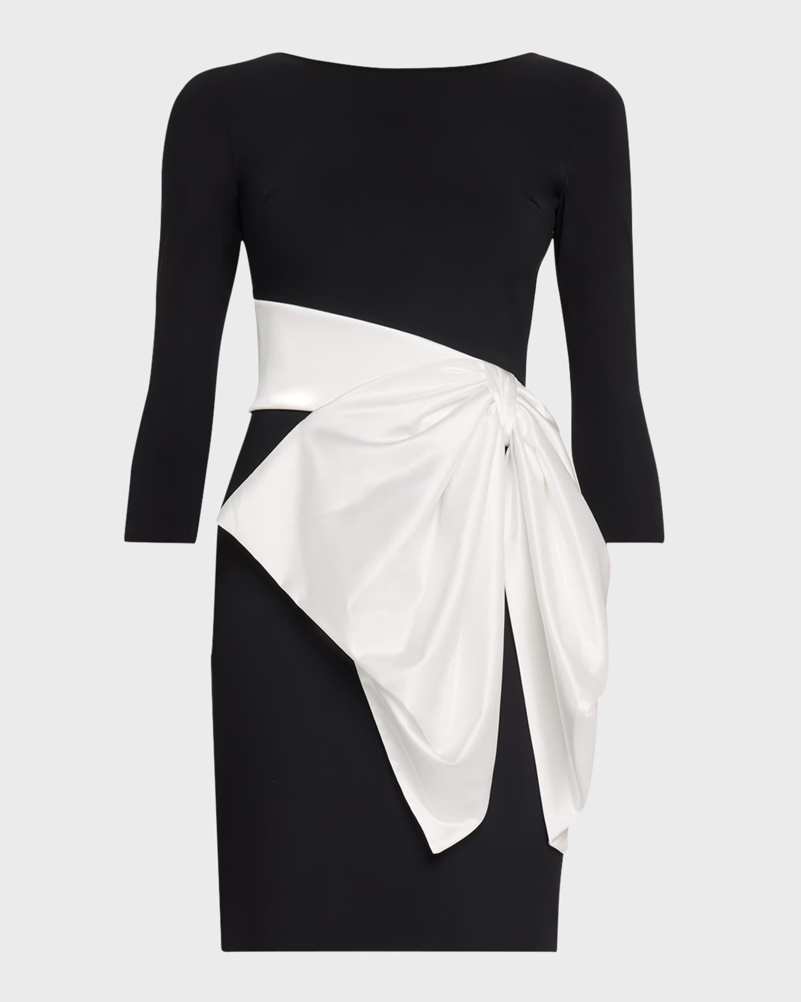 Boat-Neck Bow Mini Dress Product Image