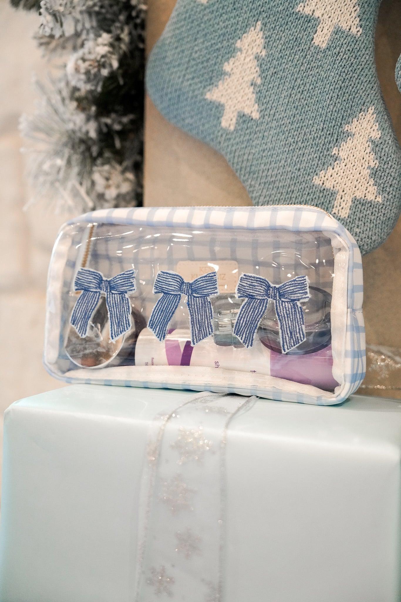 KenzKustomz Blue Trellis Zip Bag - 3 Bows Product Image