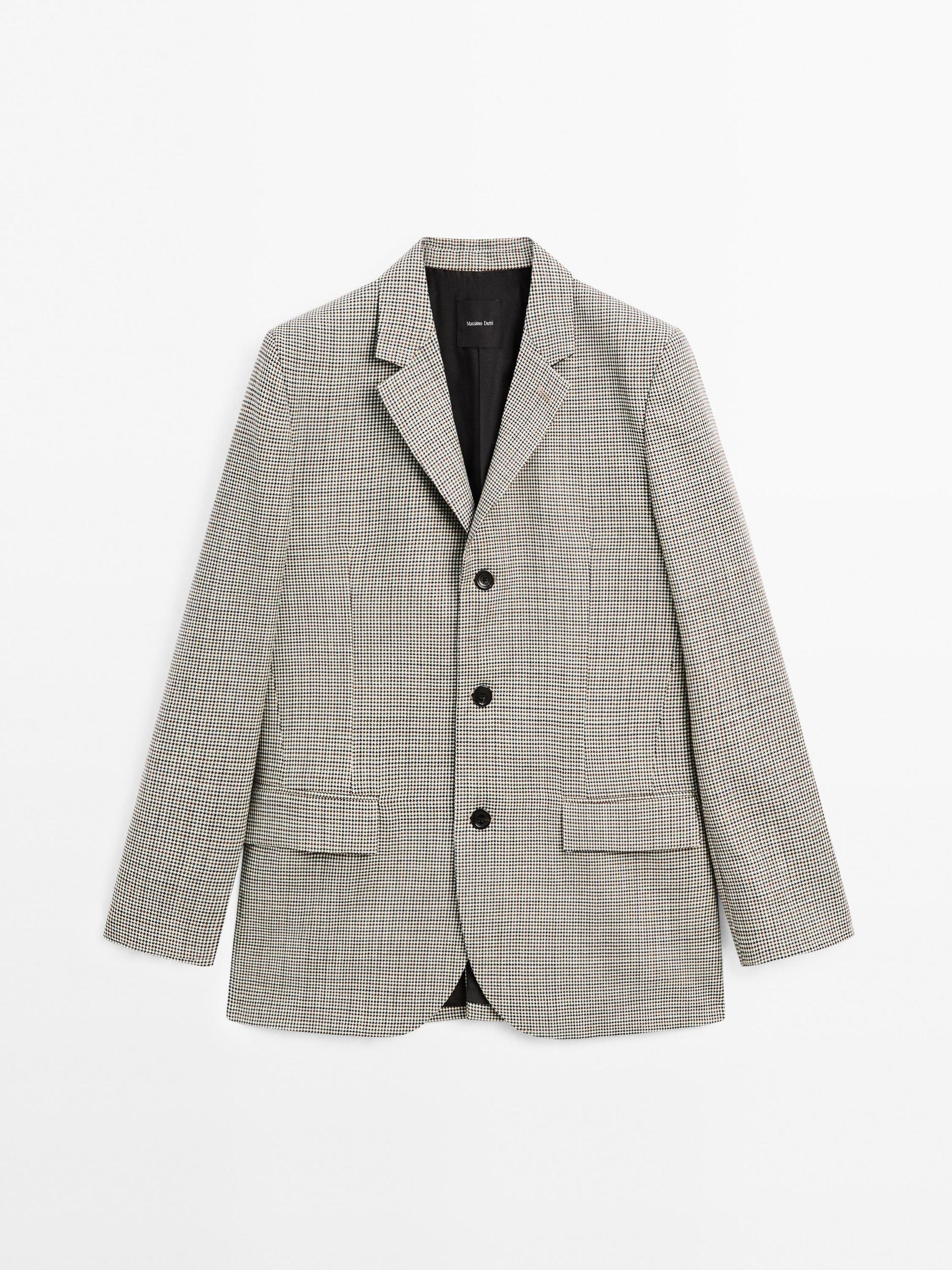 100% wool houndstooth blazer Product Image