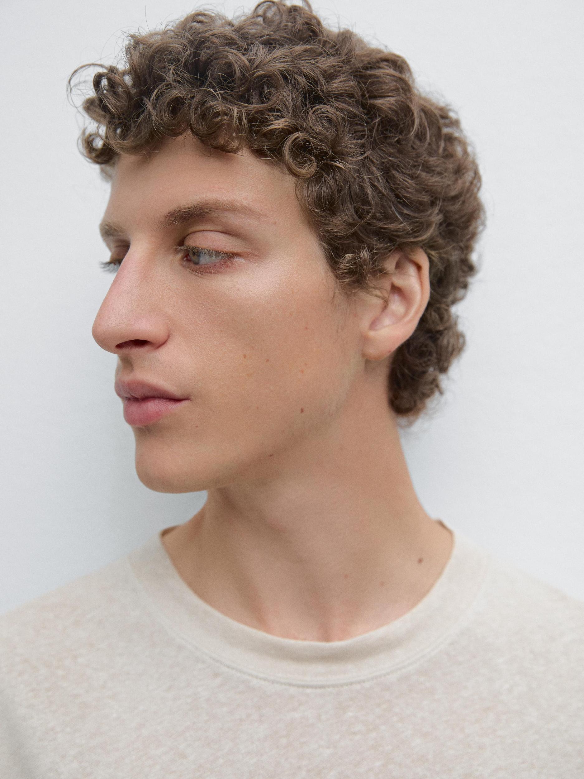 Short sleeve linen blend T-shirt Product Image