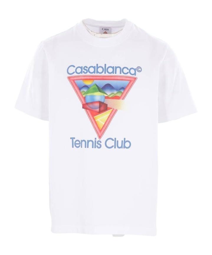 CASABLANCA Cotton Crew Neck T-shirt With Graphic Print In White Product Image