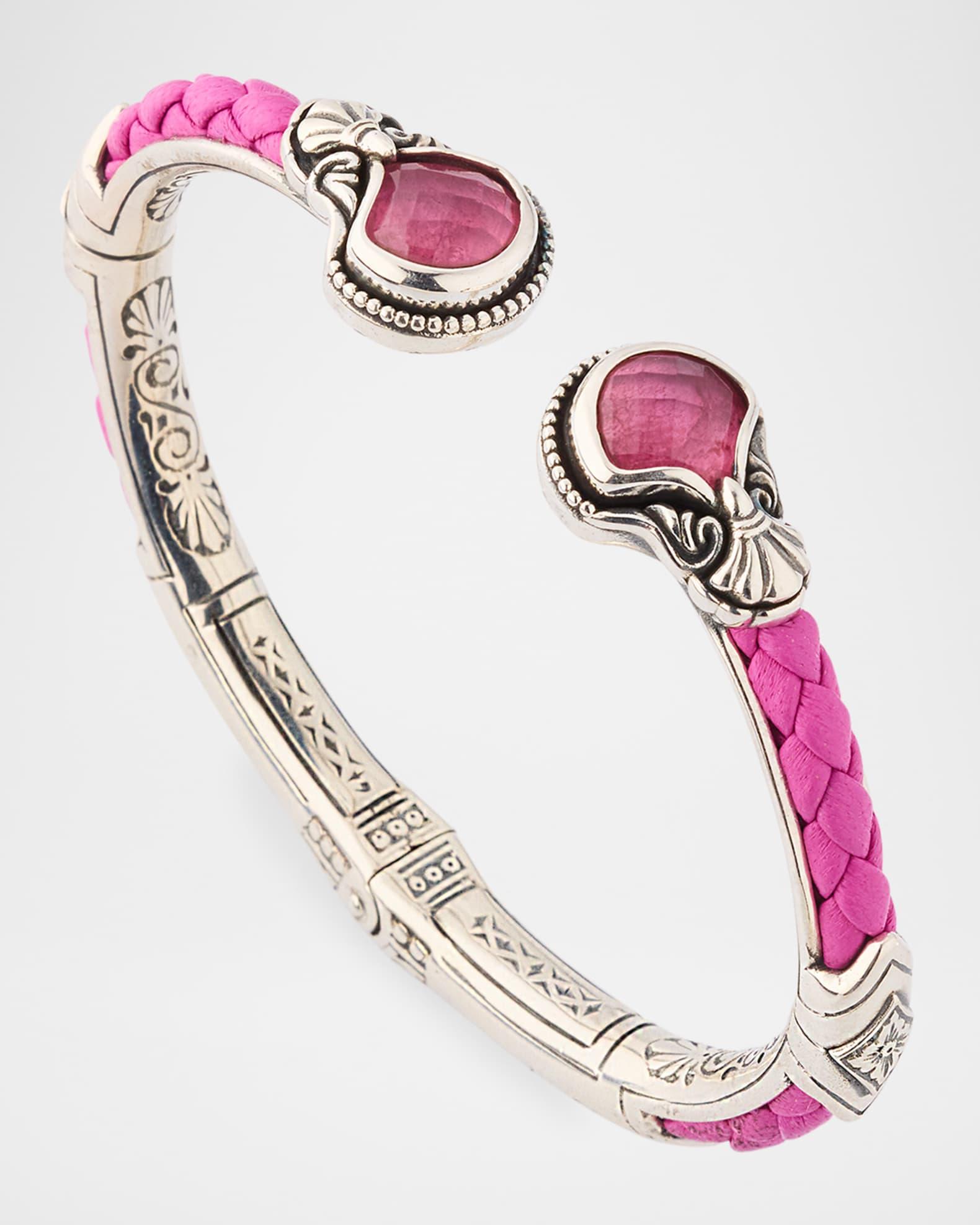 Ivy Rock Crystal, Strawberry Quartz and MOP Cuff Bracelet Product Image