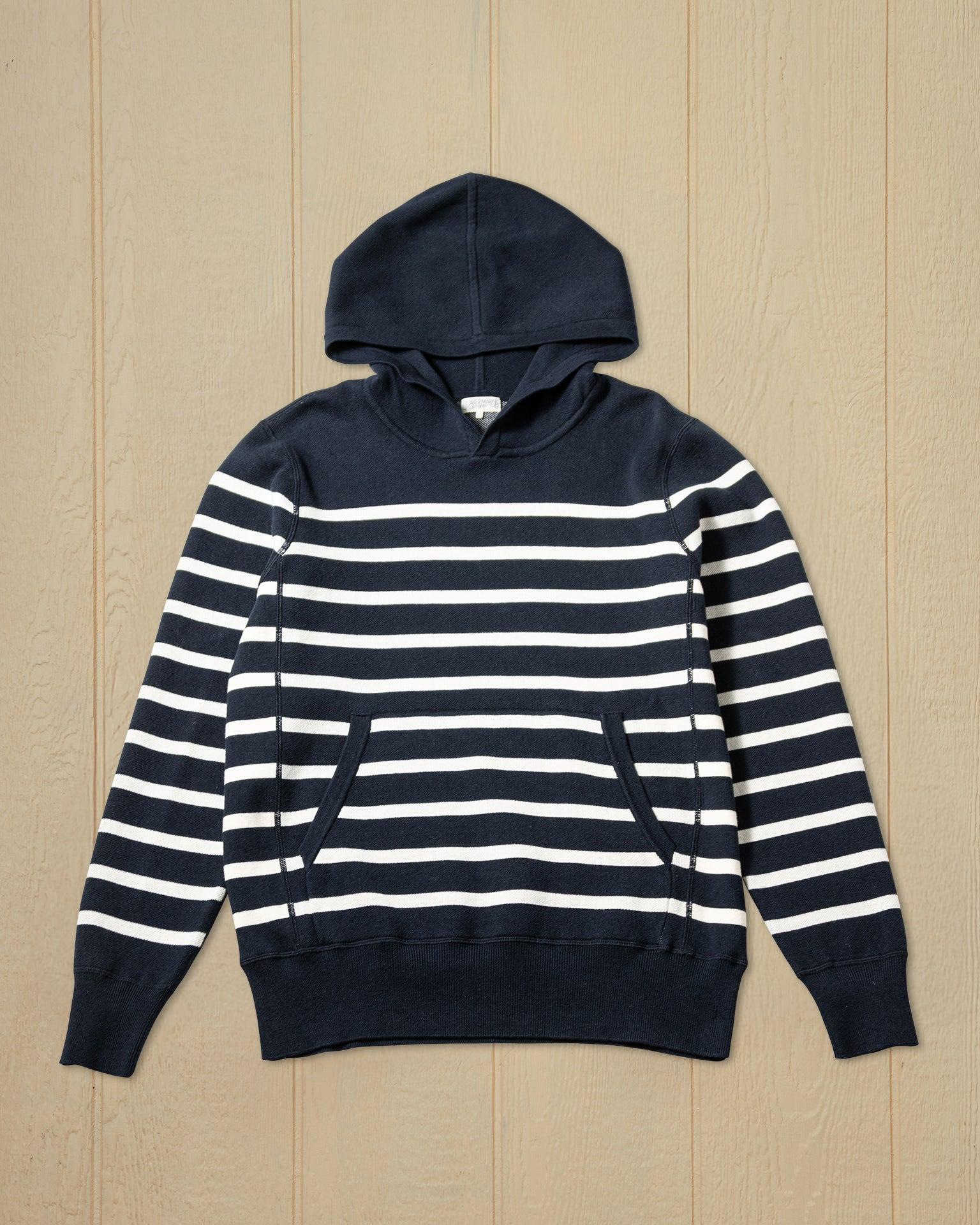 Wharf Knit Hoodie in Navy/White Stripe Product Image
