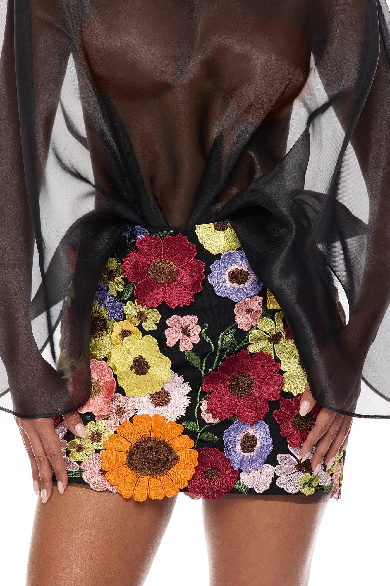 Fall In Love Taffeta Skirt Set - Black/combo Female Product Image