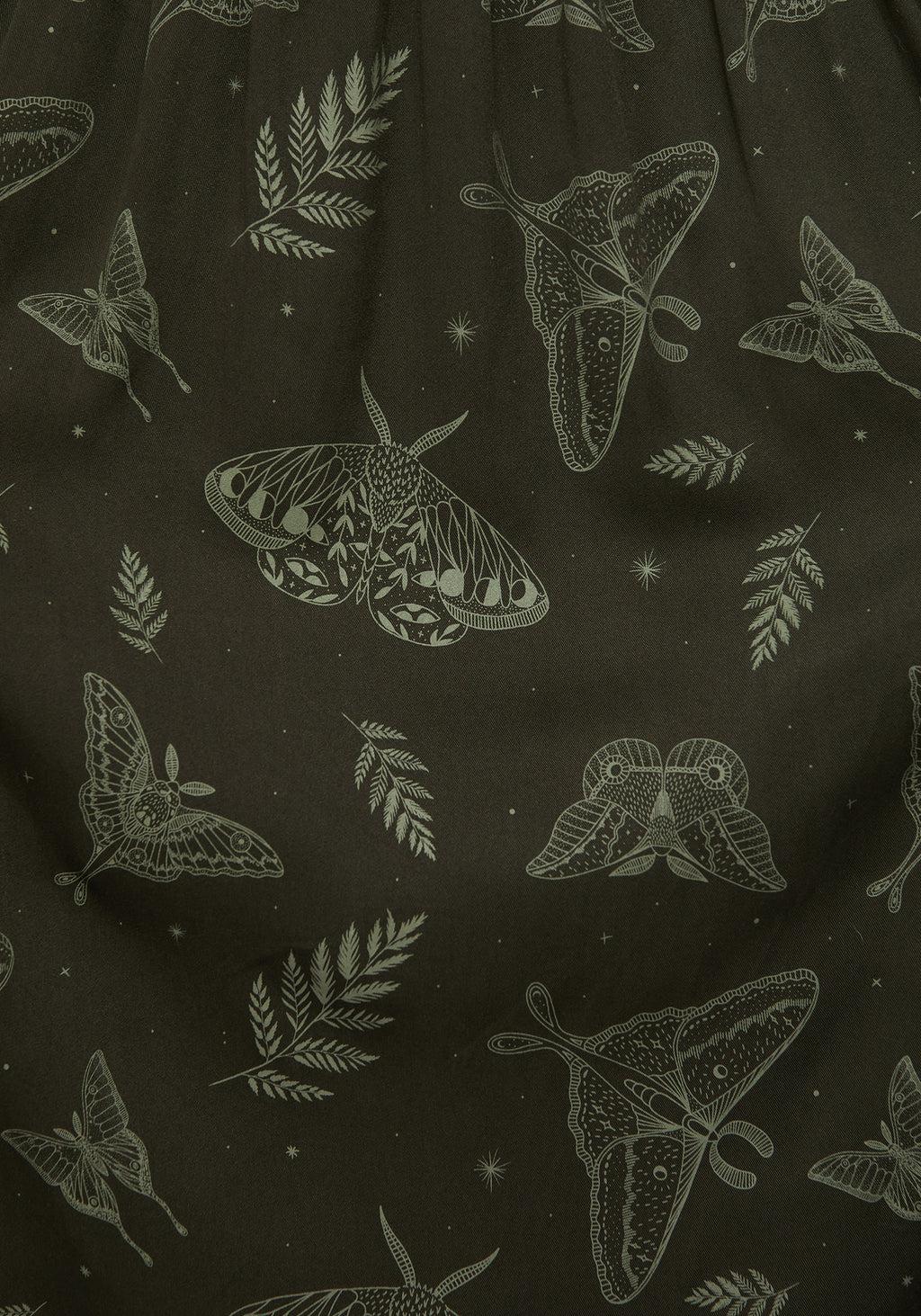 Callopistria Moth Print Midi Skirt - Green Product Image