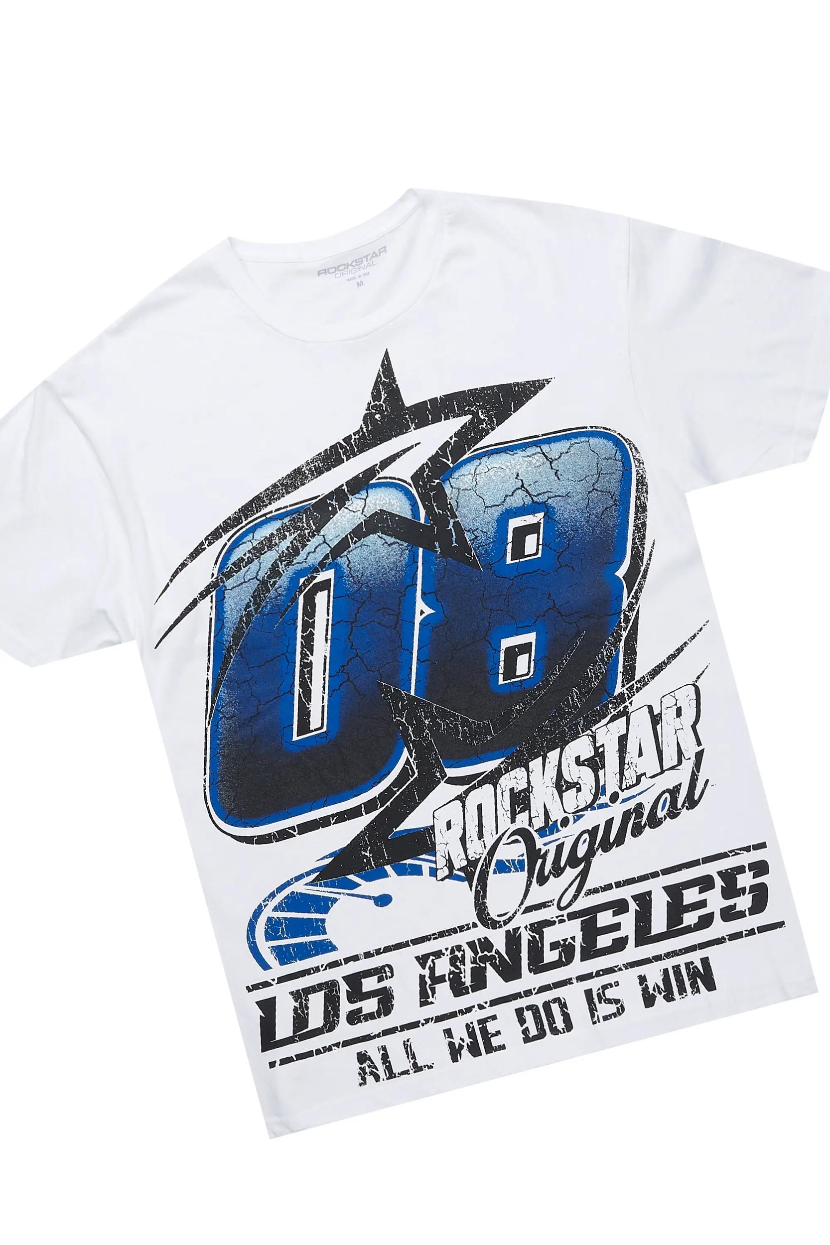 Kastell White/Navy T-Shirt/Stacked Baggy Track Pant Set Male Product Image